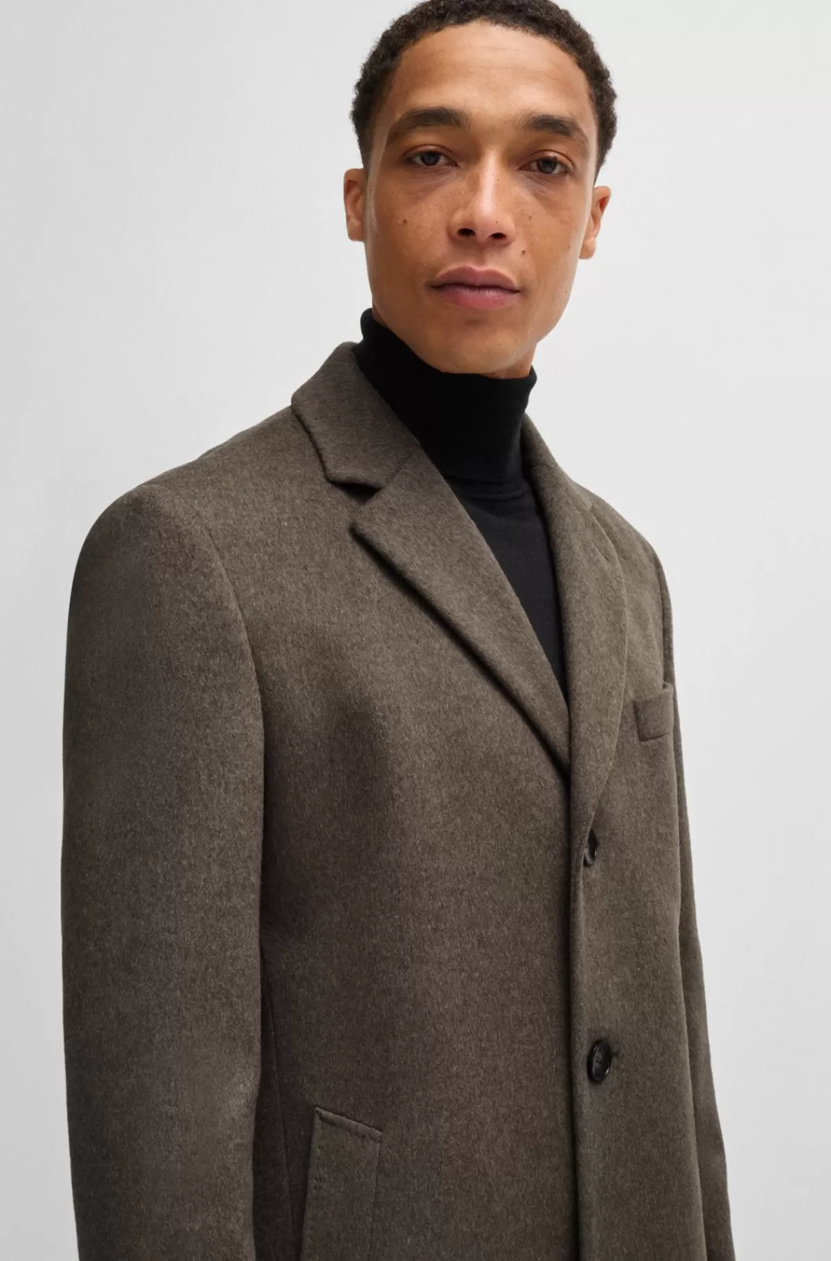 HUGO BOSS Frakke Med Slim Fit I Ny Uld Og Kashmir Beige Cheap