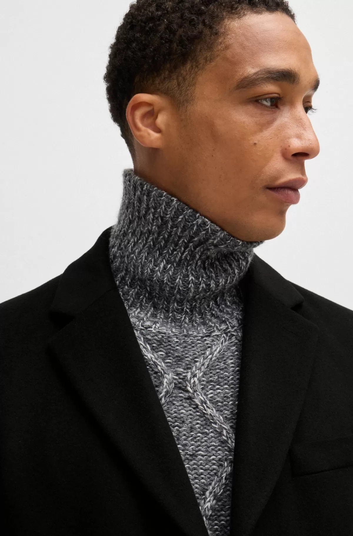 HUGO BOSS Frakke Med Slim Fit I Ny Uld Og Kashmir Sort Cheap