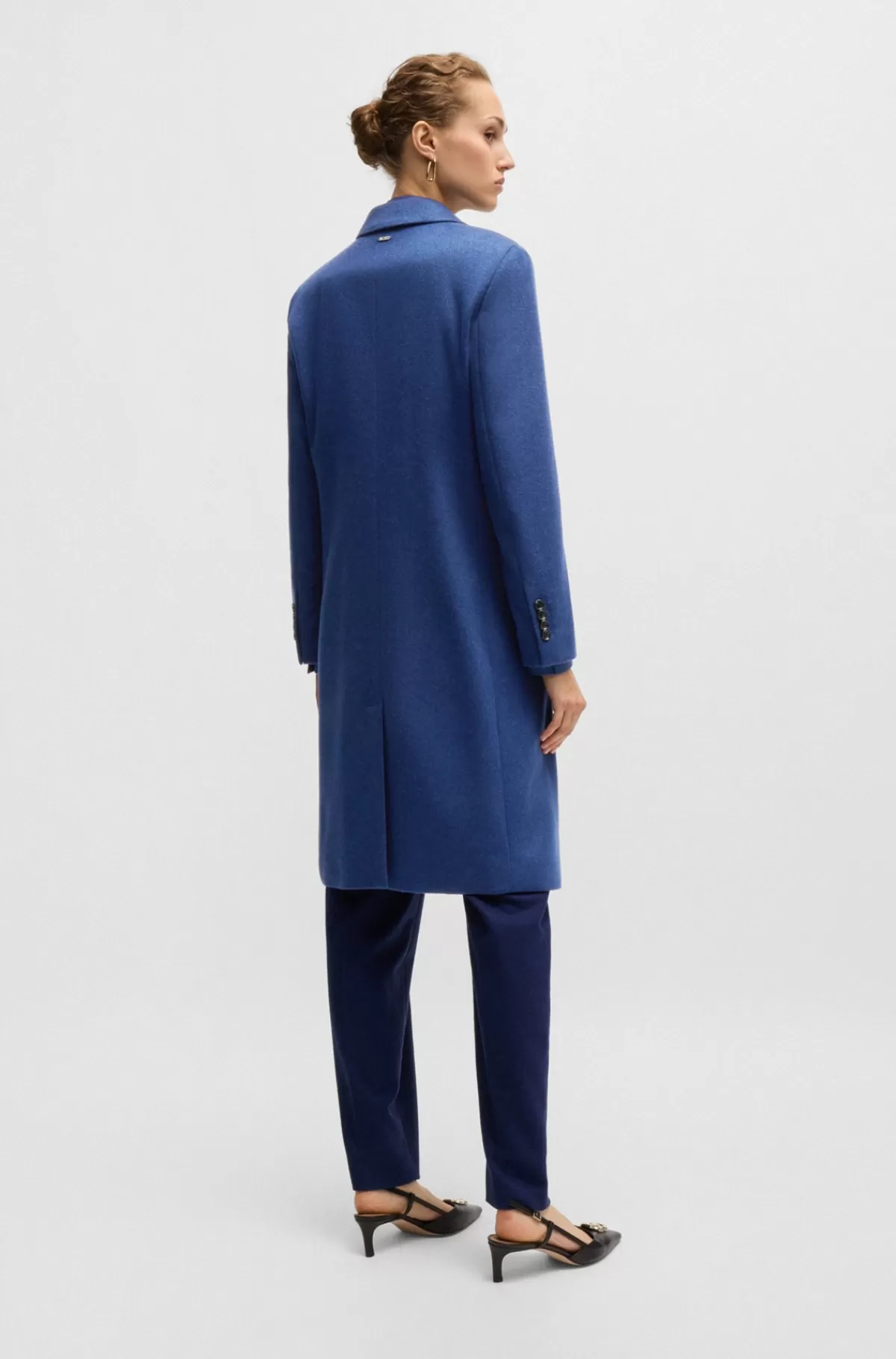 HUGO BOSS Frakke Med Slim Fit I Ny Uld Og Kashmir Blå Online