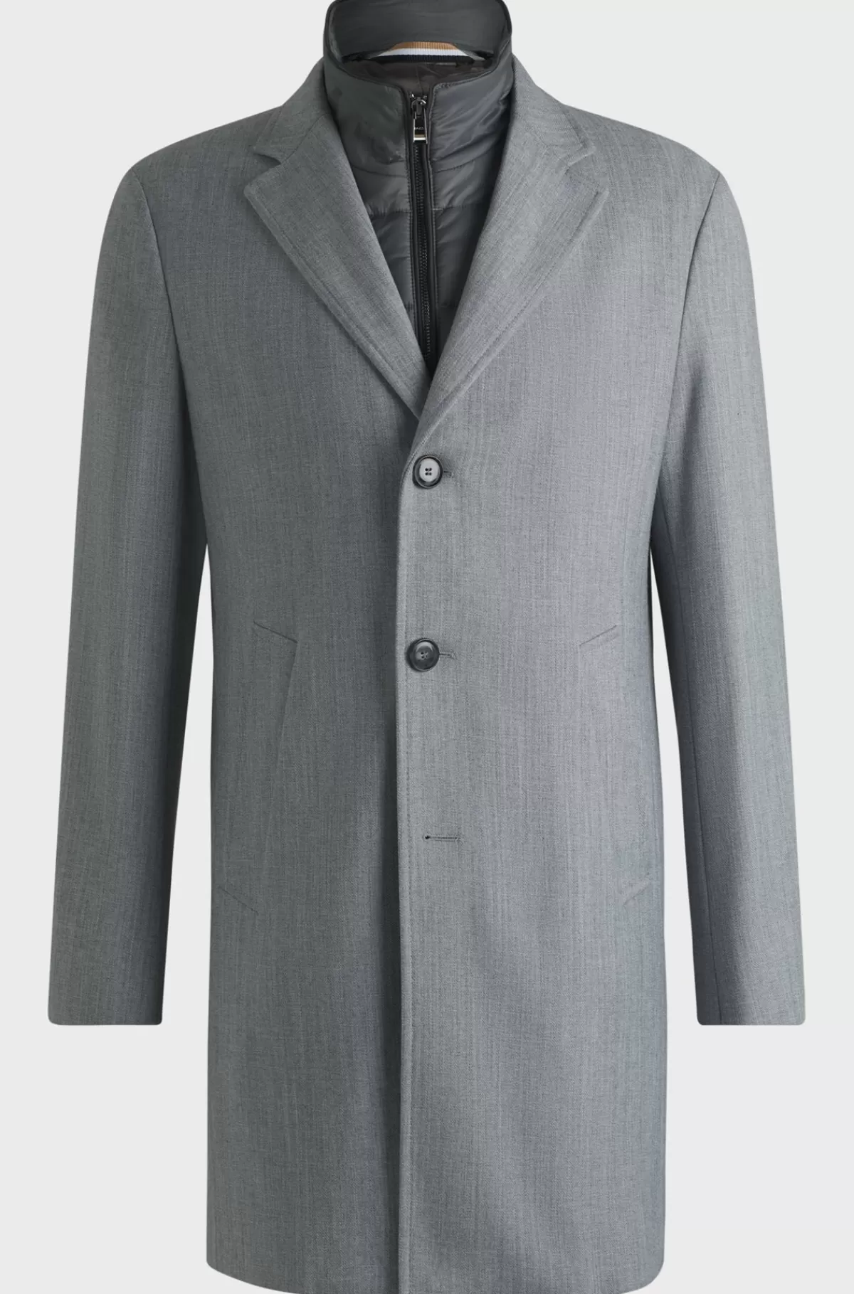 HUGO BOSS Frakke Med Slim Fit Og Aftagelig Lynlåshals Grå Clearance