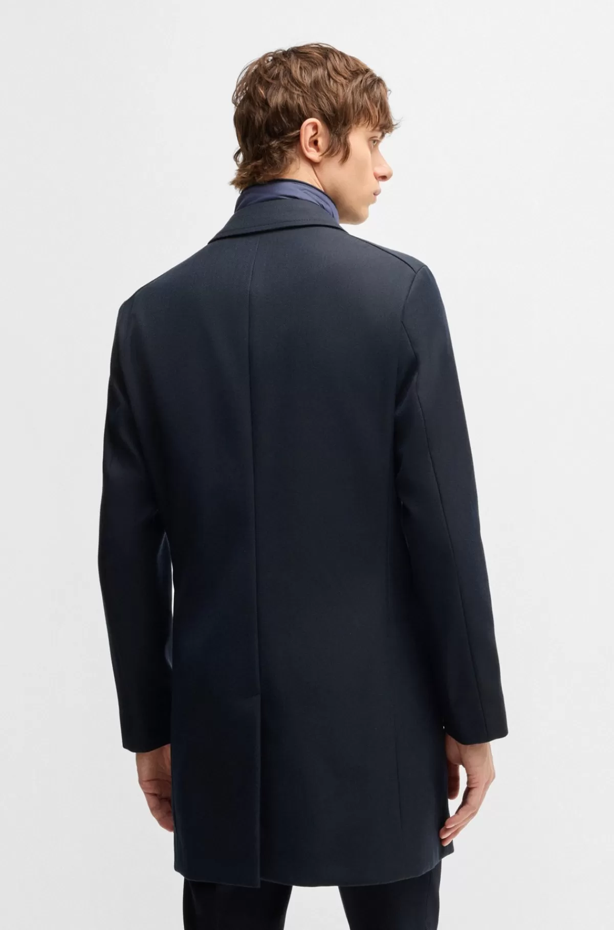 HUGO BOSS Frakke Med Slim Fit Og Aftagelig Lynlåshals Mørkeblå Fashion