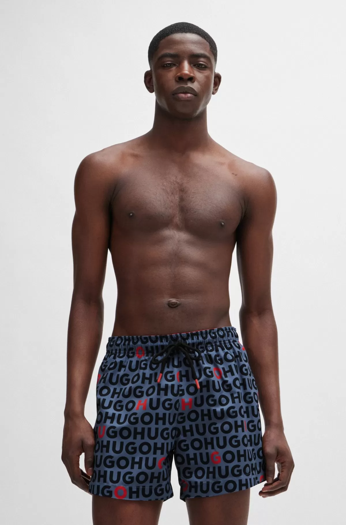 HUGO BOSS Fuldt Forede Badeshorts Med Gentaget Logomotiv Blå Cheap