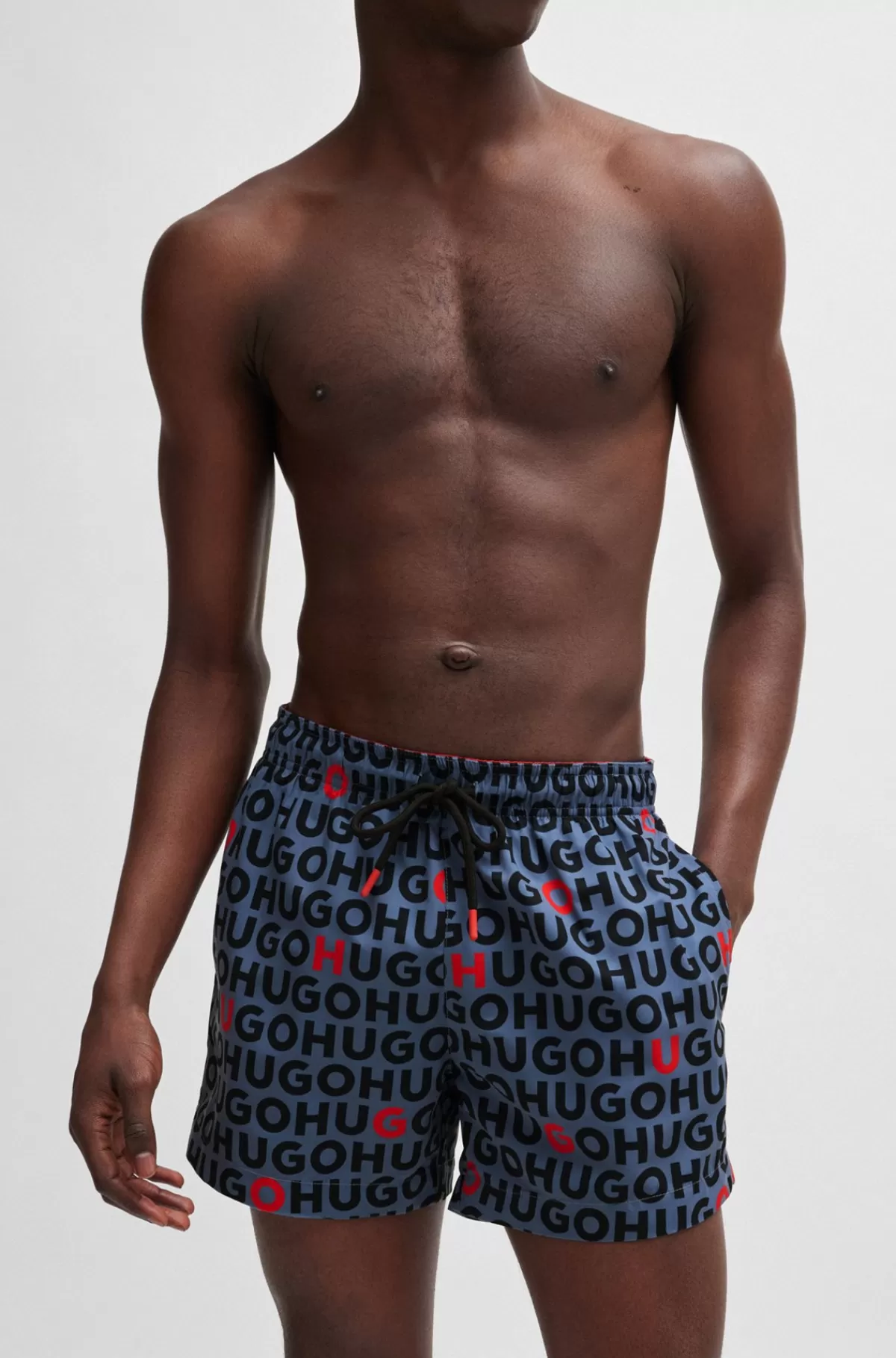 HUGO BOSS Fuldt Forede Badeshorts Med Gentaget Logomotiv Blå Cheap