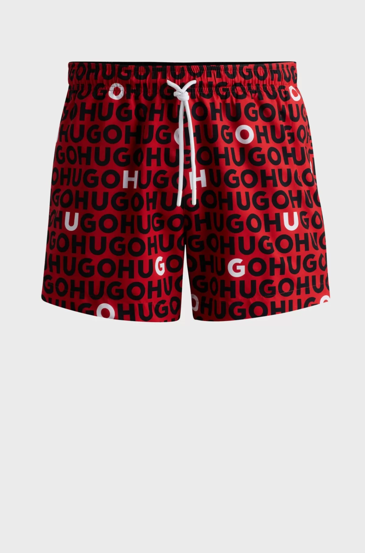 HUGO BOSS Fuldt Forede Badeshorts Med Gentaget Logomotiv Rød Hot