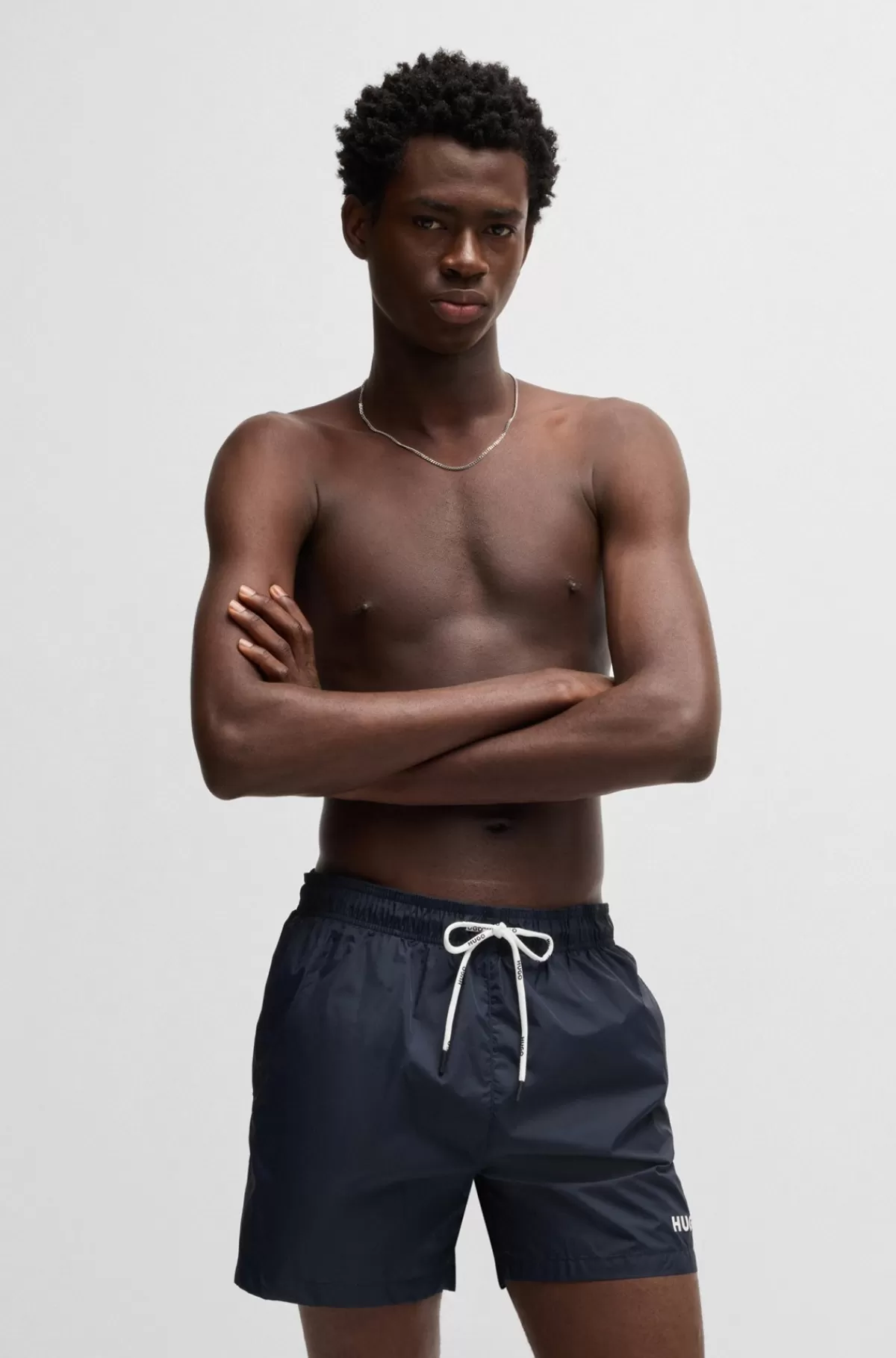 HUGO BOSS Fuldt Forede Badeshorts Med Kontrastlogo Mørkeblå Hot