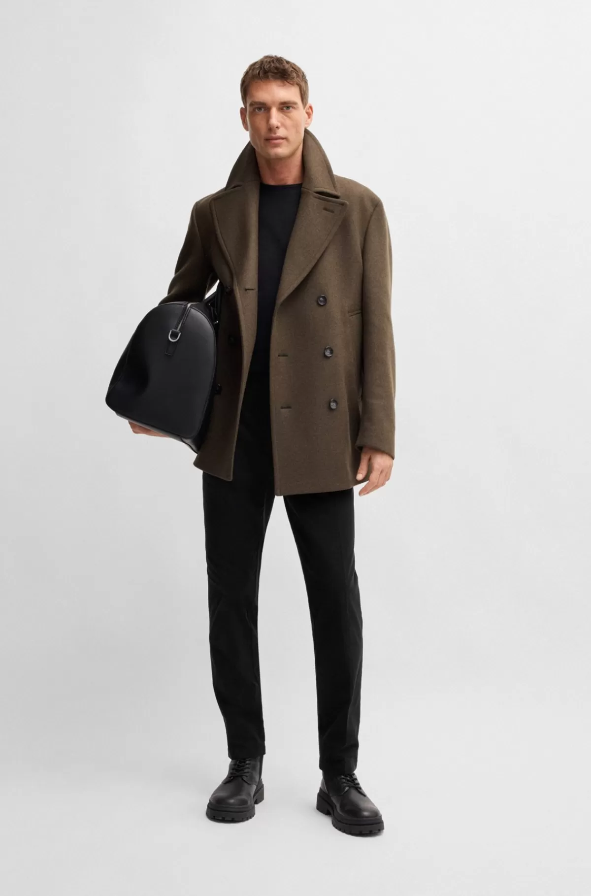 HUGO BOSS Garbardinebukser Med Smalle Ben Og Stræk Fra BOSS SELECTED BY BECKHAM Sort Shop