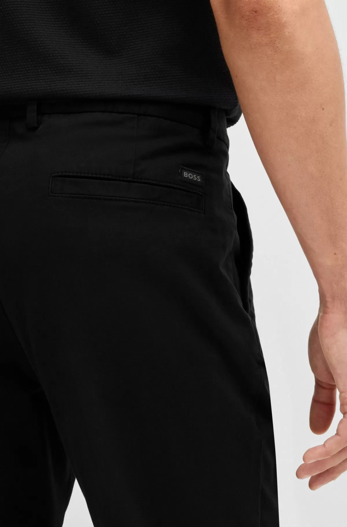 HUGO BOSS Garbardinebukser Med Smalle Ben Og Stræk Fra BOSS SELECTED BY BECKHAM Sort Shop