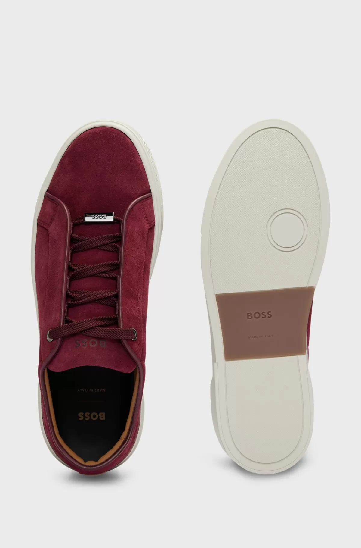 HUGO BOSS Gary Sneakers Med Lav Profil I Ruskind Med Brandet Snørebåndsløkke Rød Sale
