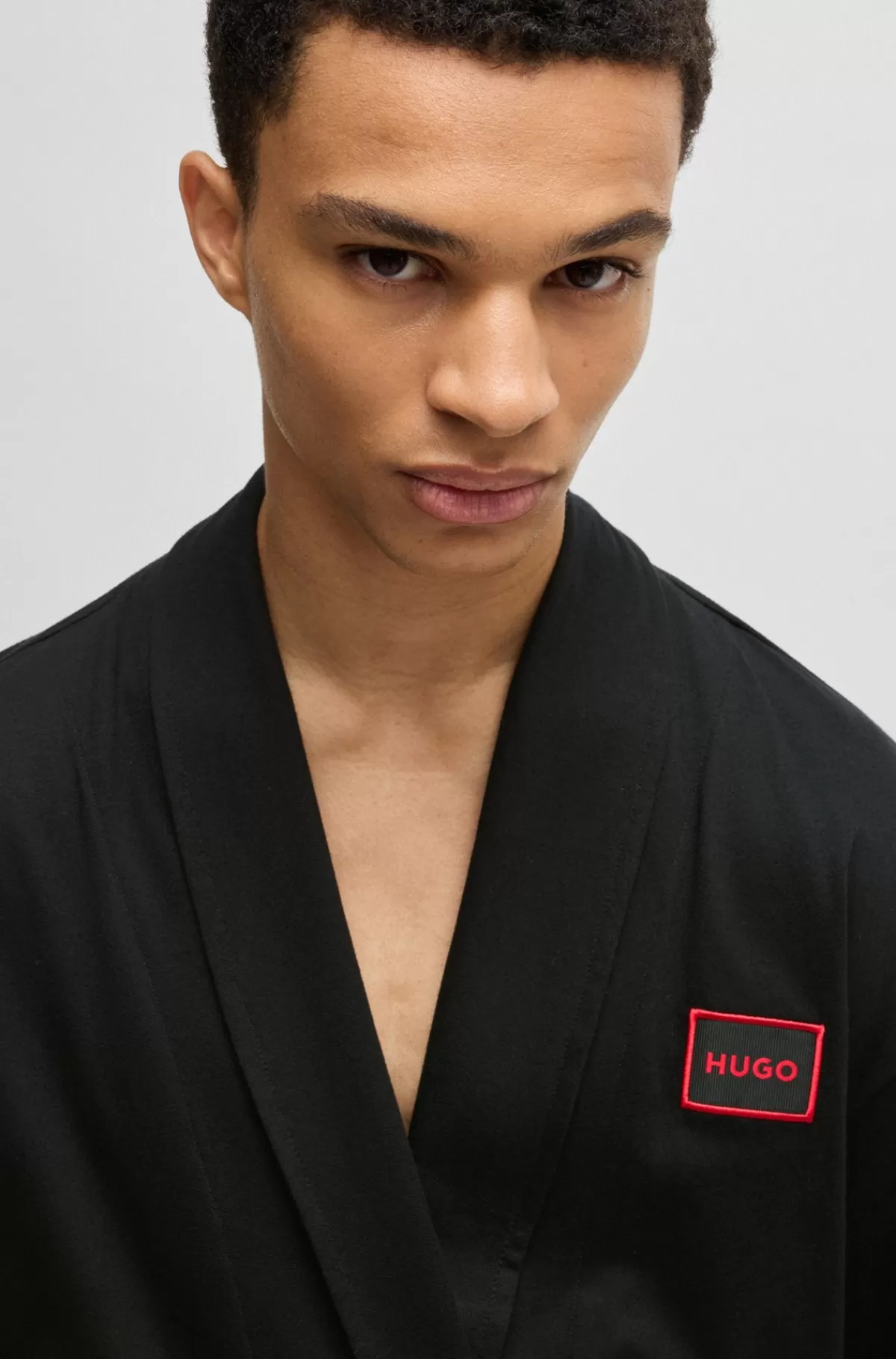 HUGO BOSS Gaveæske Med En Natkjole I Bomuld Med Stræk Og Logodetaljer Sort Store