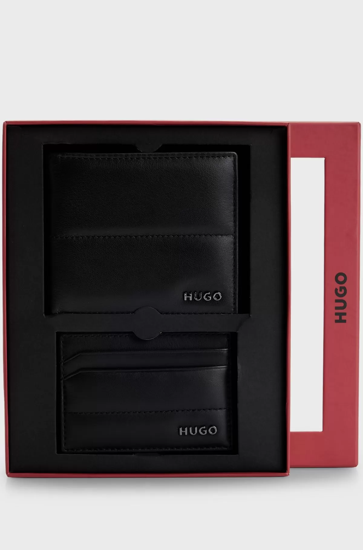 HUGO BOSS Gavesæt Med Kortholder Og Læderpung Med Logo Sort New