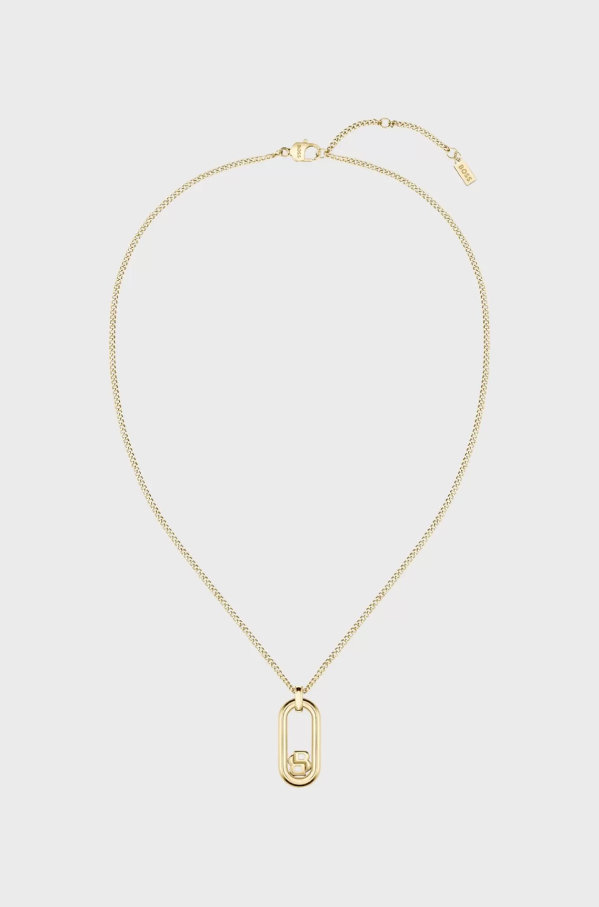 HUGO BOSS Gold-tone Chain Necklace With Double B Monogram Pendant Guld Clearance