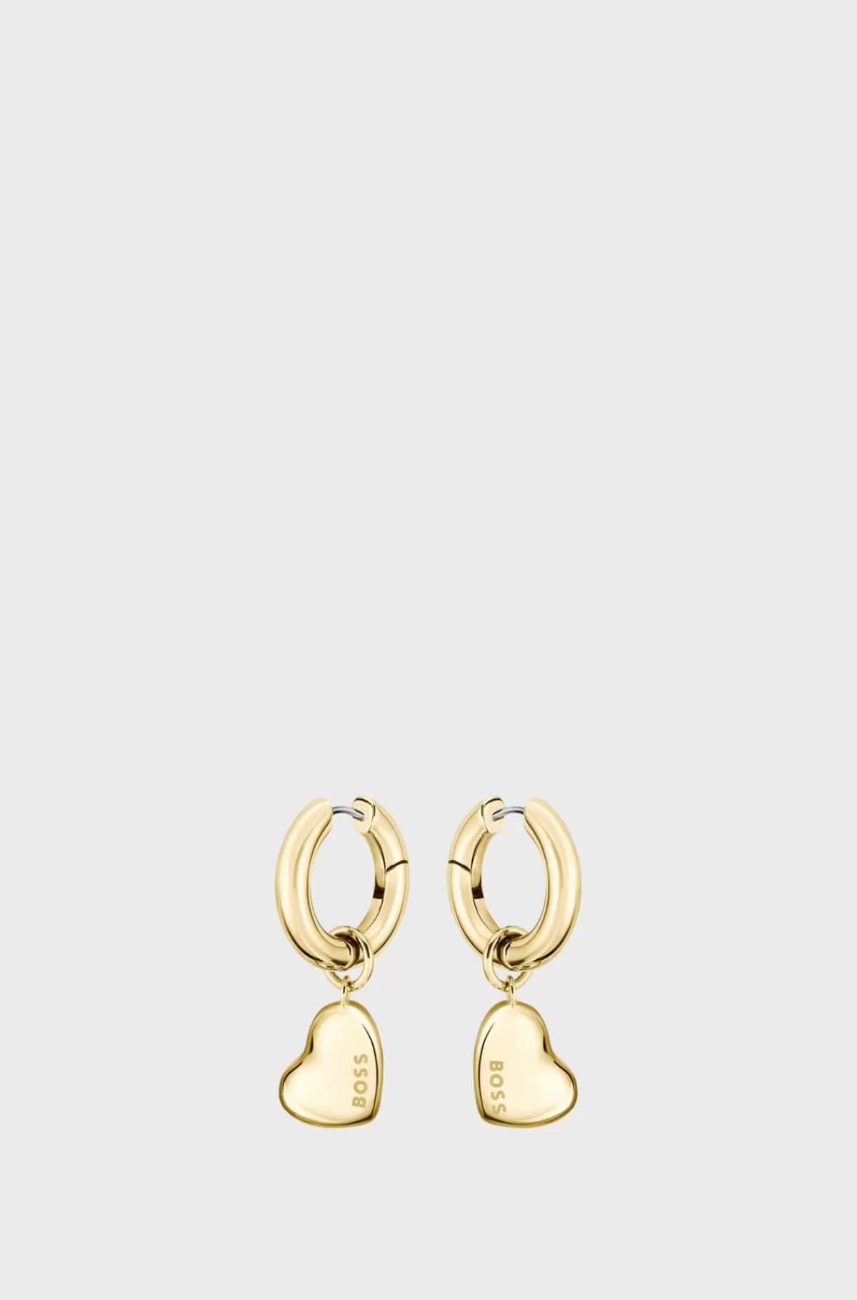 HUGO BOSS Gold-tone Huggie Hoop Earrings With Heart Charms Guld Outlet