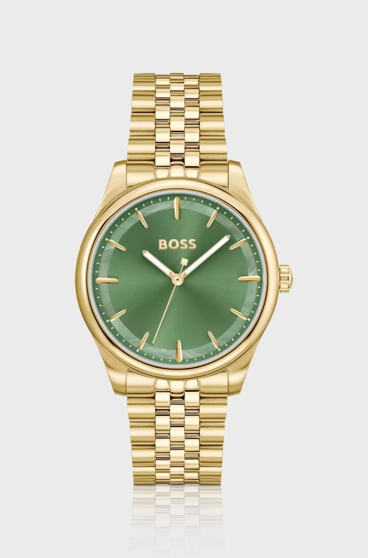 HUGO BOSS Gold-tone Watch With Green Dial And Pearlescent Inlay Guld Cheap