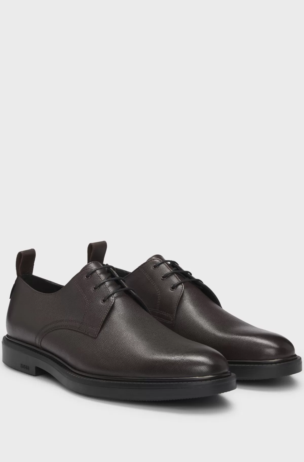 HUGO BOSS GORE-TEX Derby-sko I Printet Læder Med Snørehuller Af Metal Mørkebrun Clearance