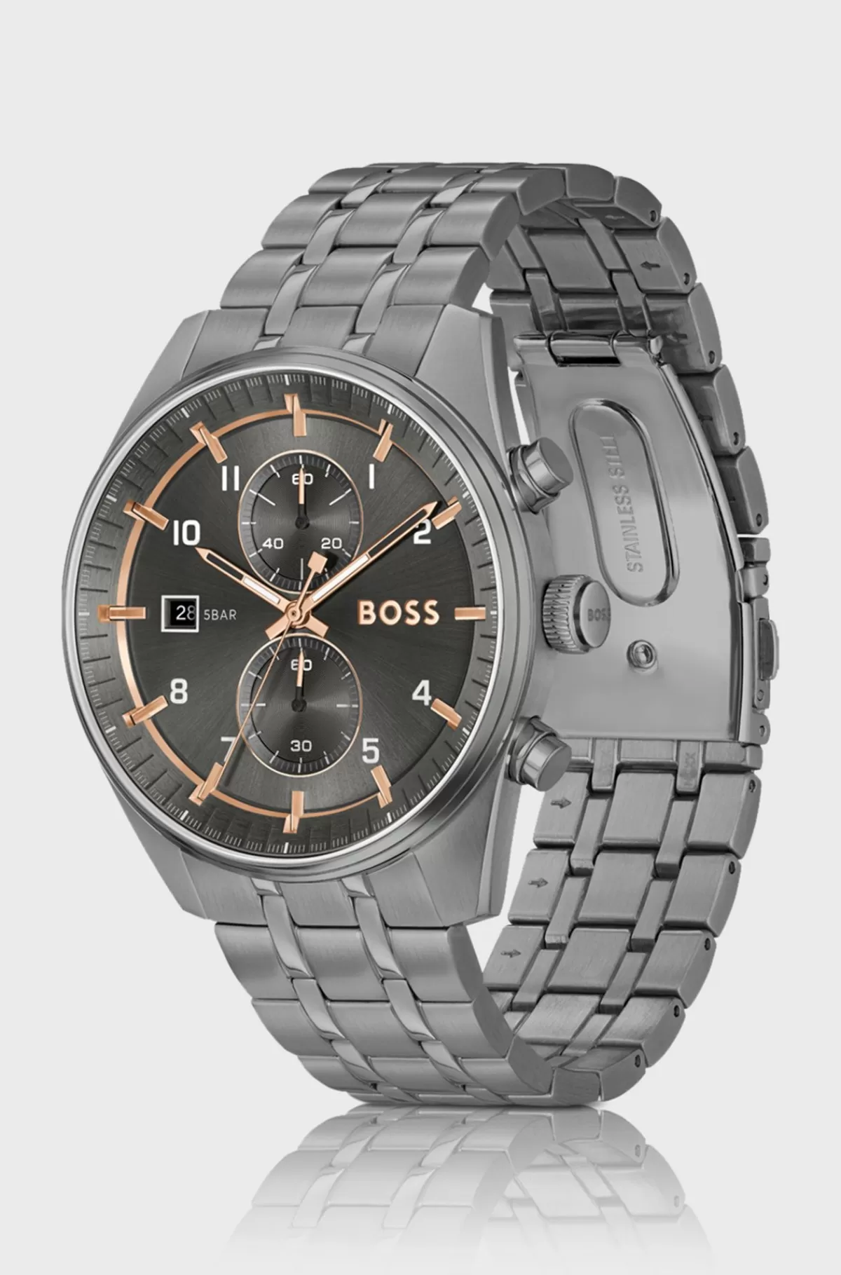 HUGO BOSS belagt Kronografur Med Guldfarvede Detaljer Grå Online