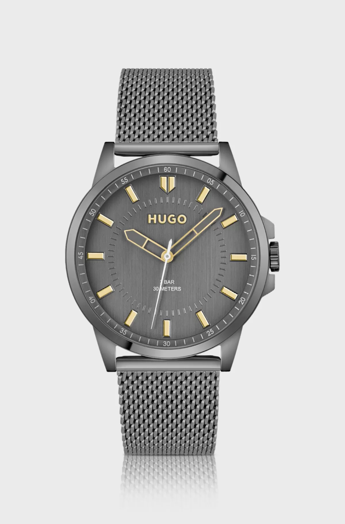 HUGO BOSS Gråbelagt Ur Med Meshlænke Sølv Flash Sale