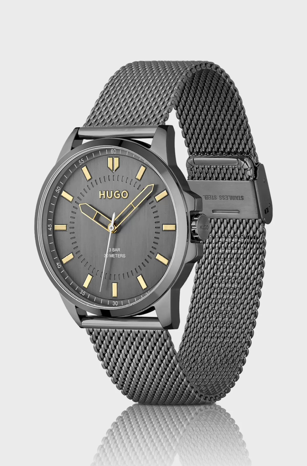HUGO BOSS Gråbelagt Ur Med Meshlænke Sølv Flash Sale