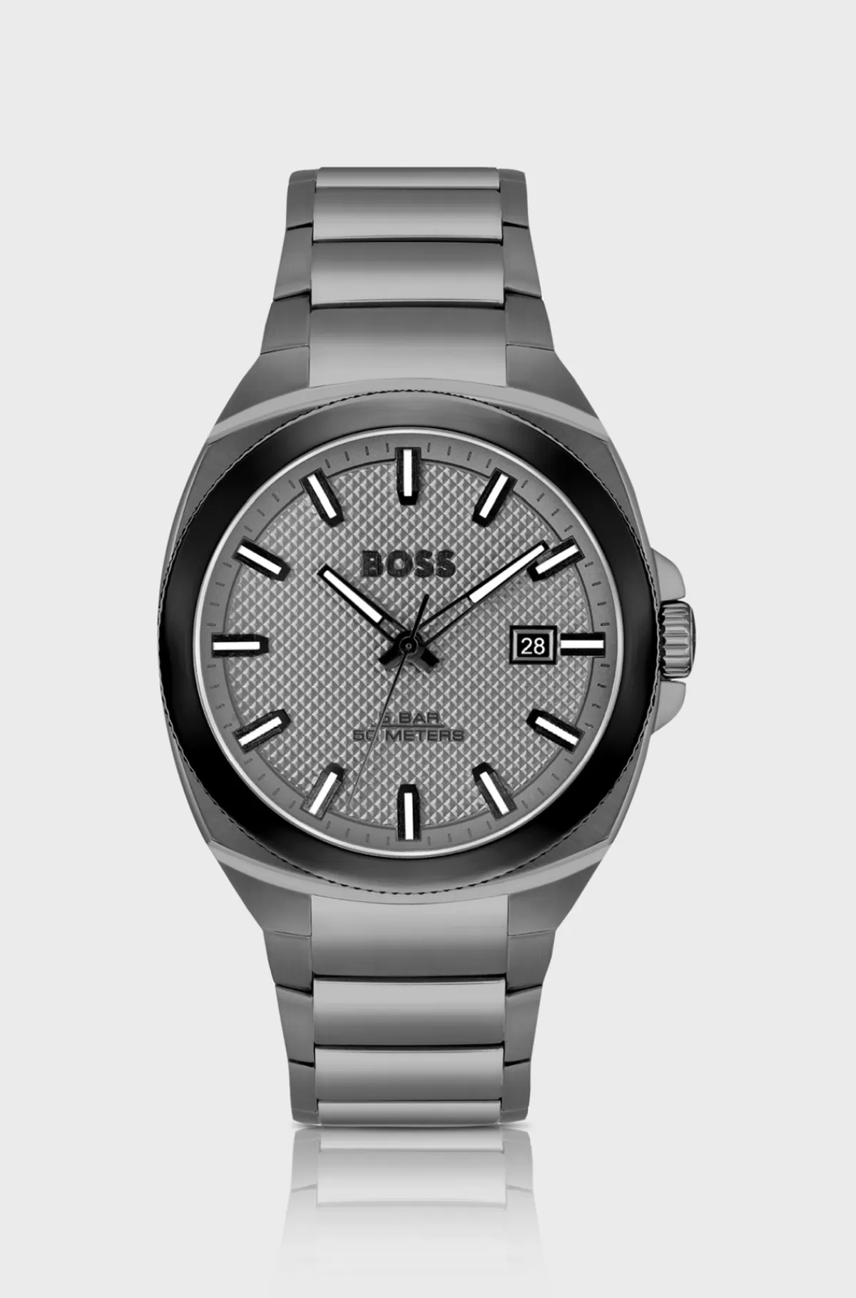 HUGO BOSS t Ur Med Lænkerem Og Tone-i-tone Urskive Med Guillochering Grå Discount