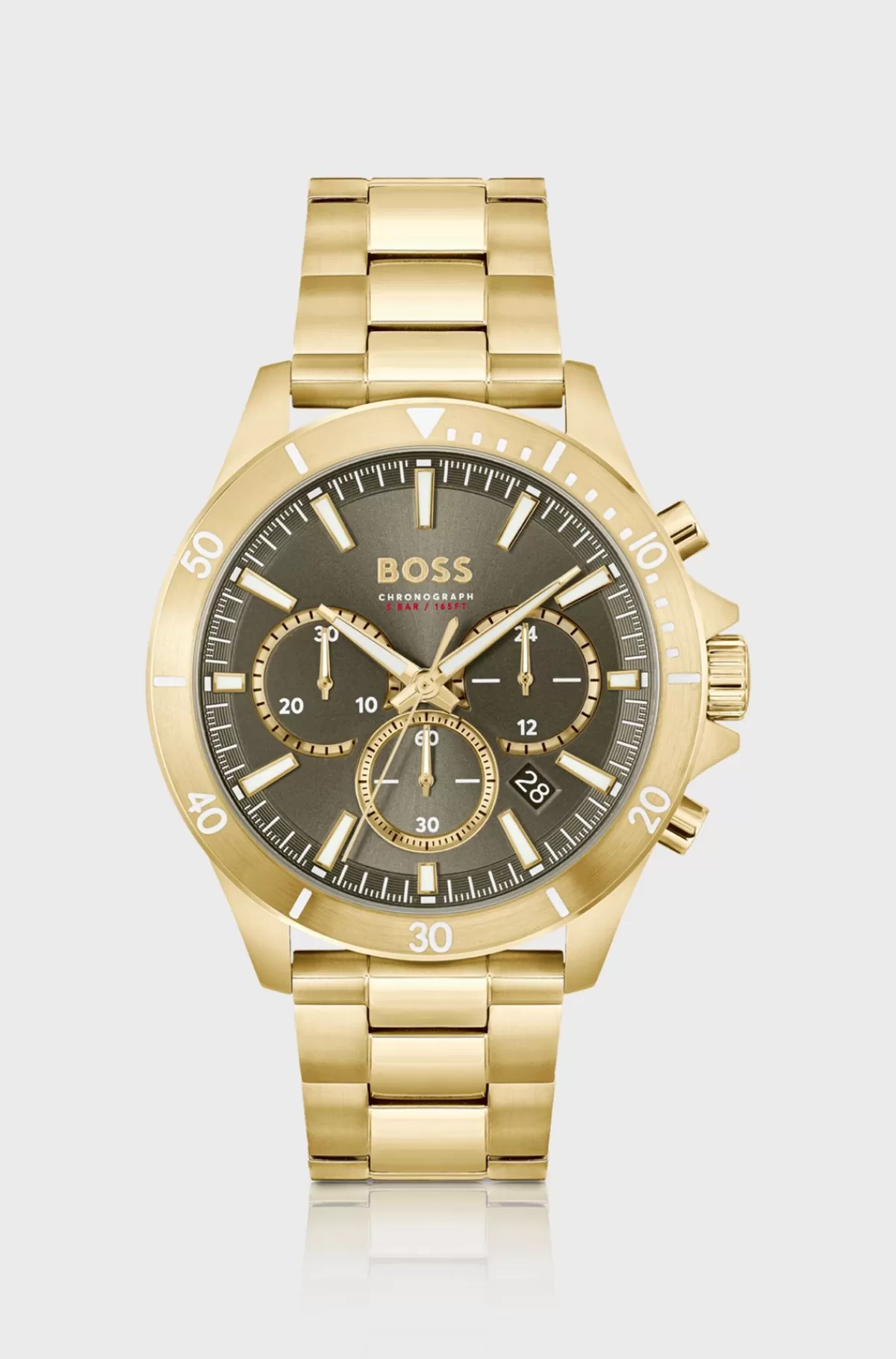 HUGO BOSS farvet Kronograf-ur Med Leddelt Rem Guld Discount