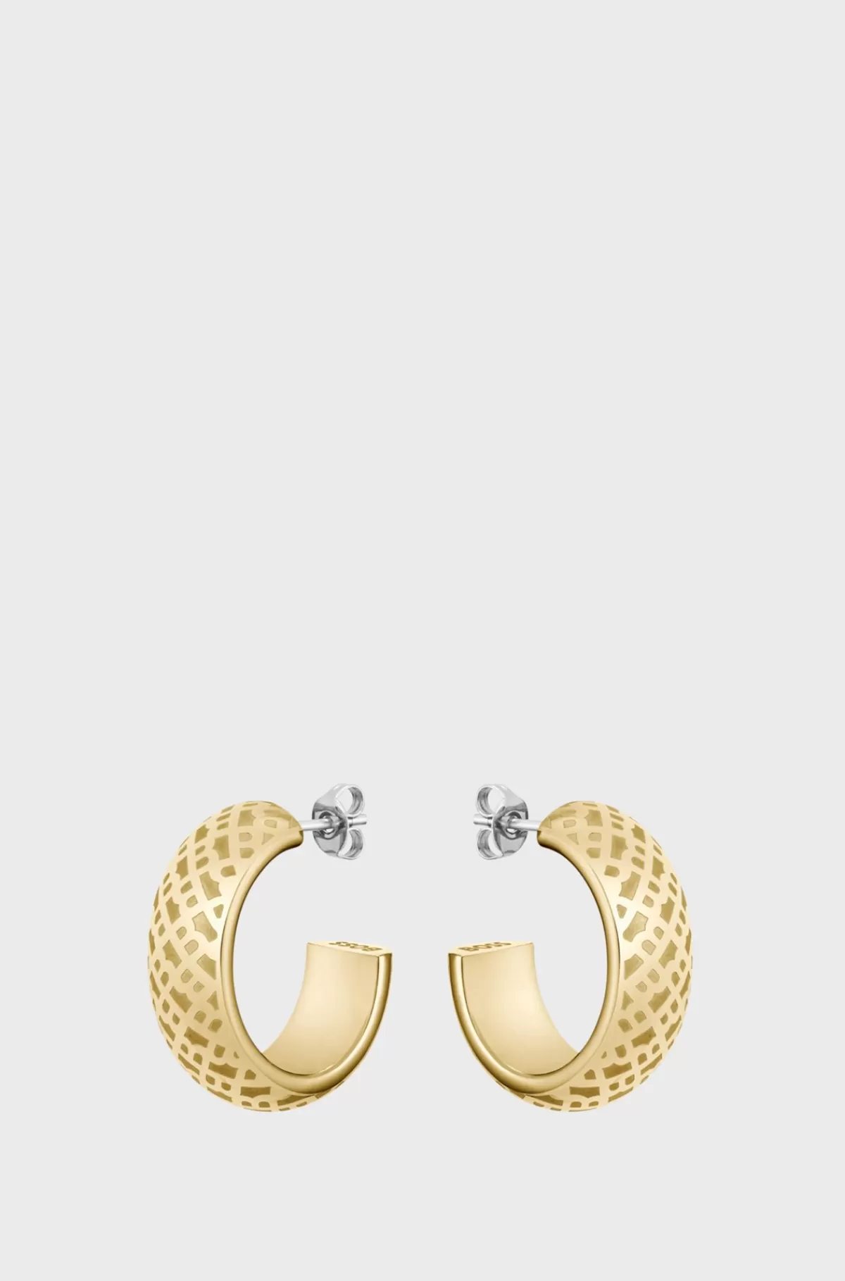 HUGO BOSS Gyldne Hoop-øreringe Med Indgraverede Monogrammer Guld Sale