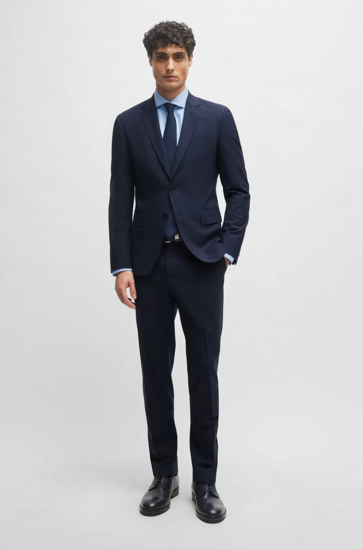 HUGO BOSS Habitjakke Med Slim Fit I Ny Uld Med Stræk Mørkeblå Store