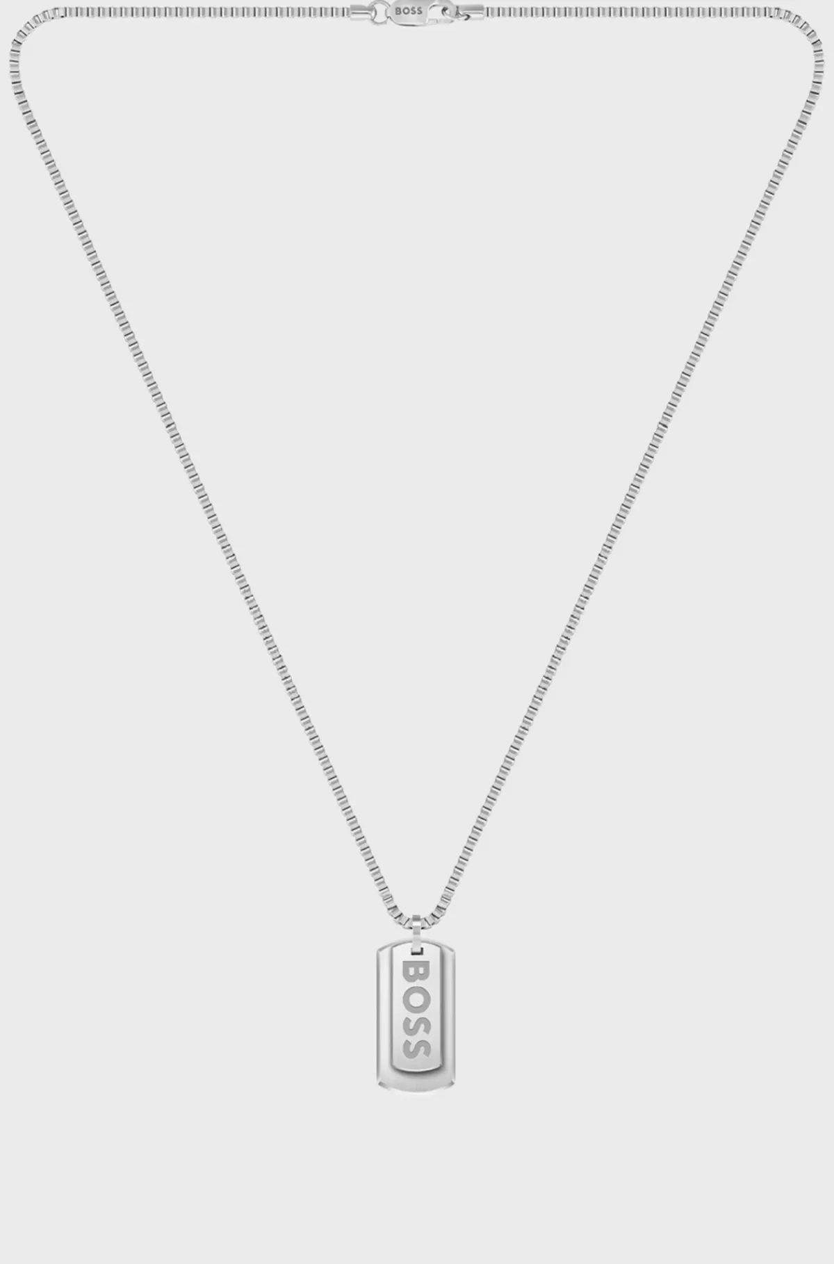 HUGO BOSS Halskæde Med Dobbelt Dogtag-vedhæng Med Logo Sølvfarve Cheap