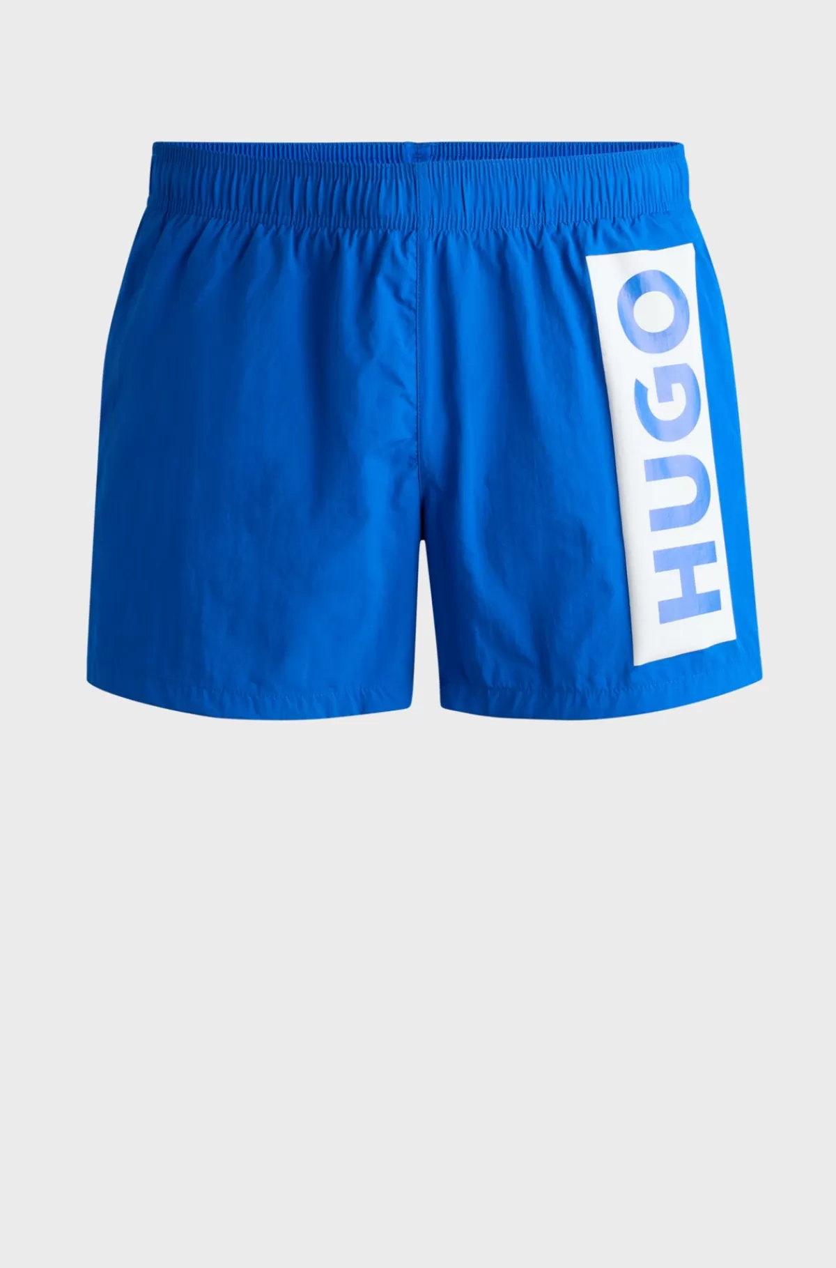 HUGO BOSS Halvforede Badeshorts I Hurtigtørrende Stof Med Lodret Logo Blå Cheap