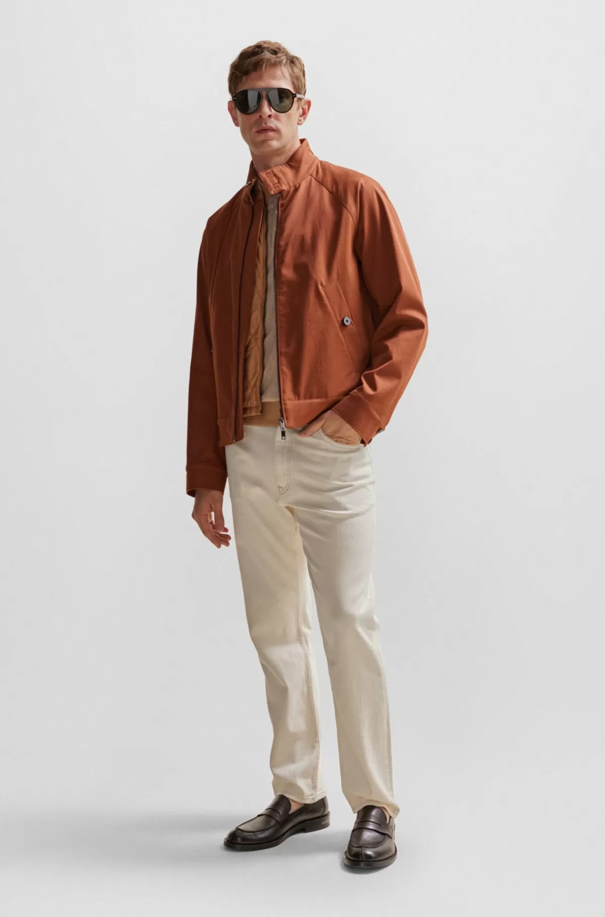 HUGO BOSS Harrington-jakke Med Regular Fit Og Aftagelig Indvendig Vest Brun Online