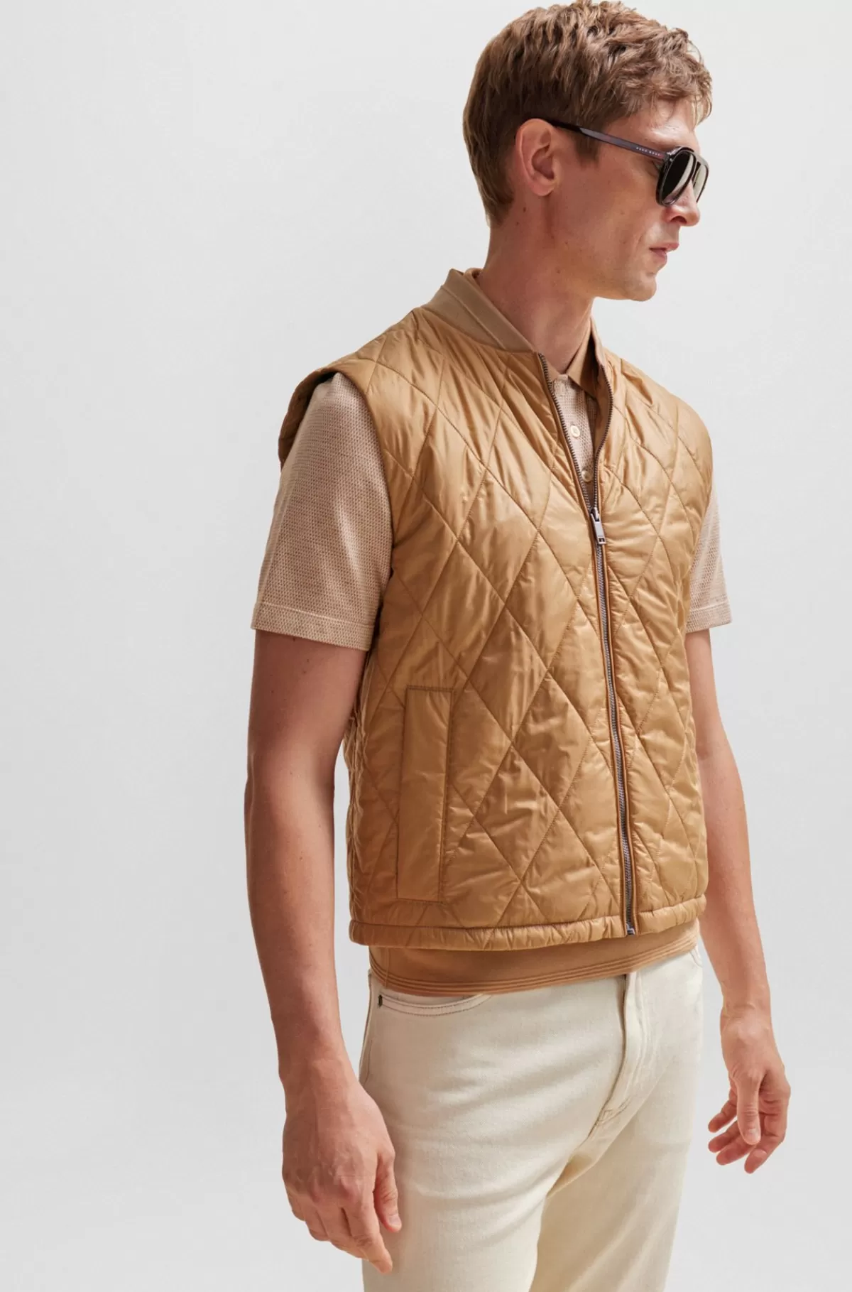 HUGO BOSS Harrington-jakke Med Regular Fit Og Aftagelig Indvendig Vest Brun Online