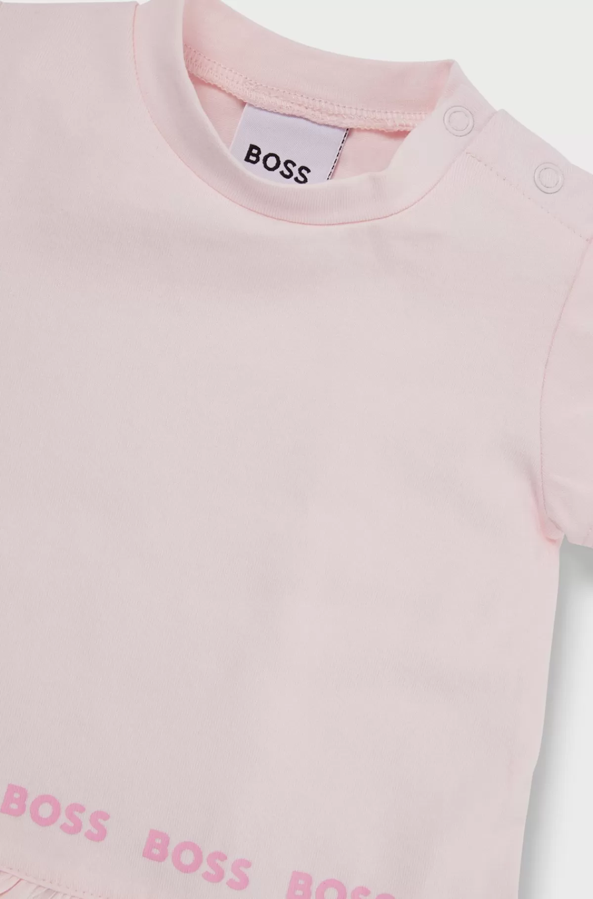 HUGO BOSS Heldragt Til Babyer I Bomuld Med Stræk Med Flæsekant Lys pink Outlet