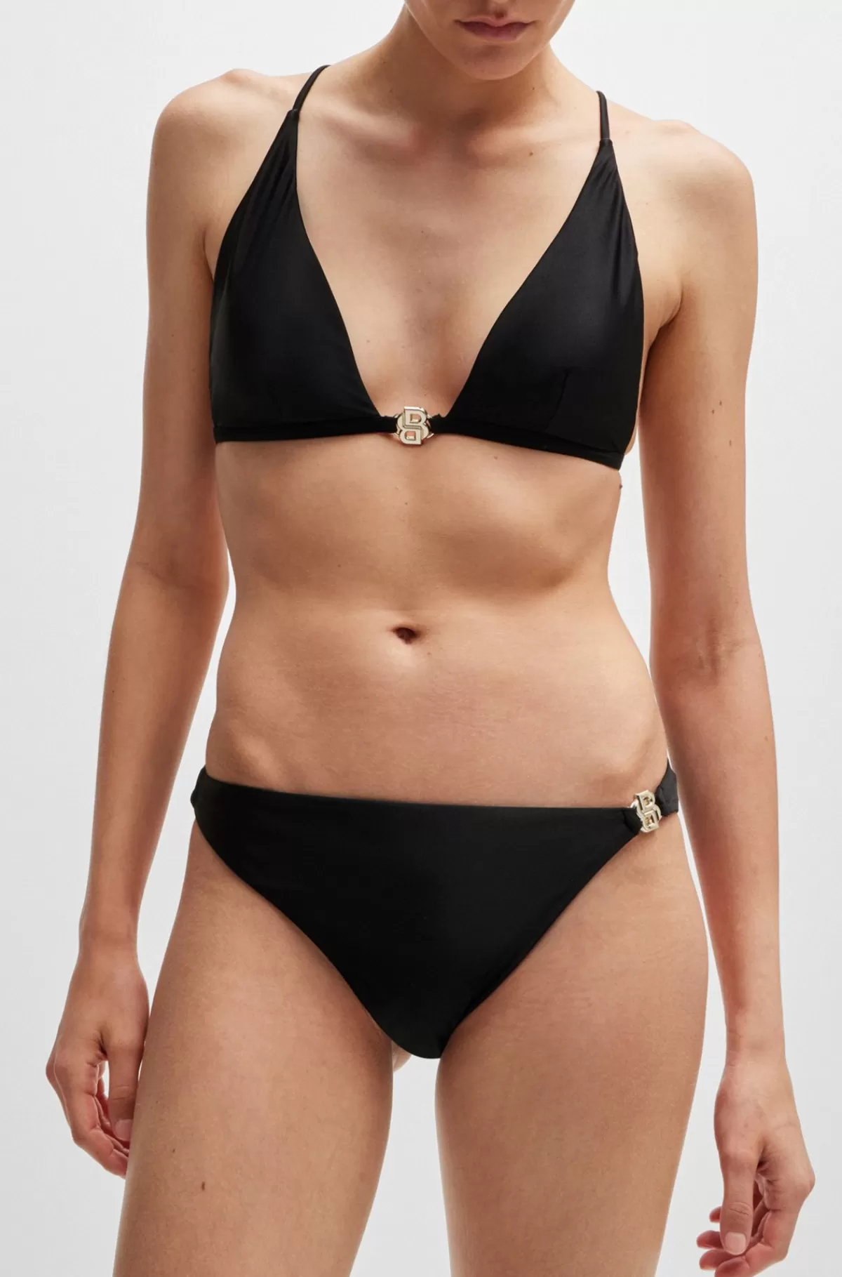 HUGO BOSS Helforede Bikinitrusser Med Dobbelt B-monogram Sort Sale