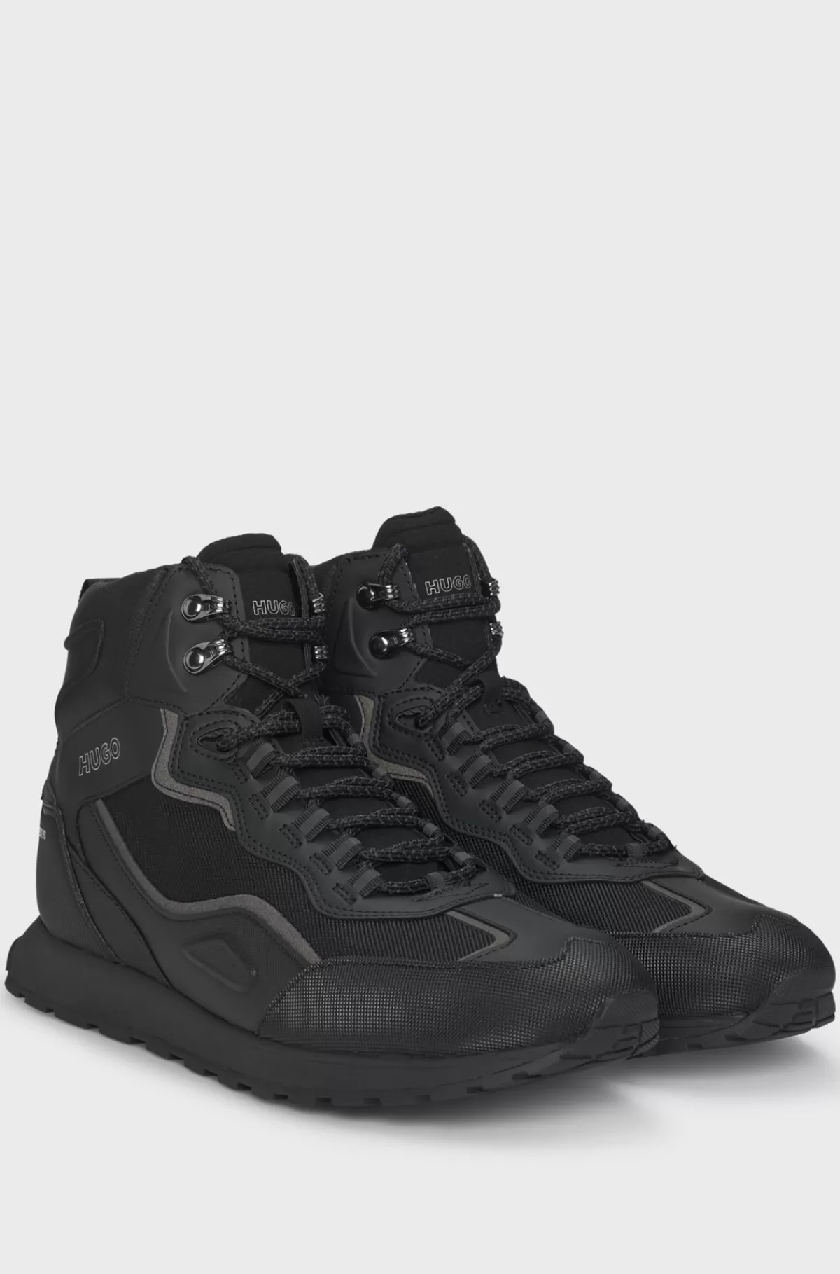 HUGO BOSS High Top-sneakers I Blandede Materialer Med Vandafvisende Finish Sort Online