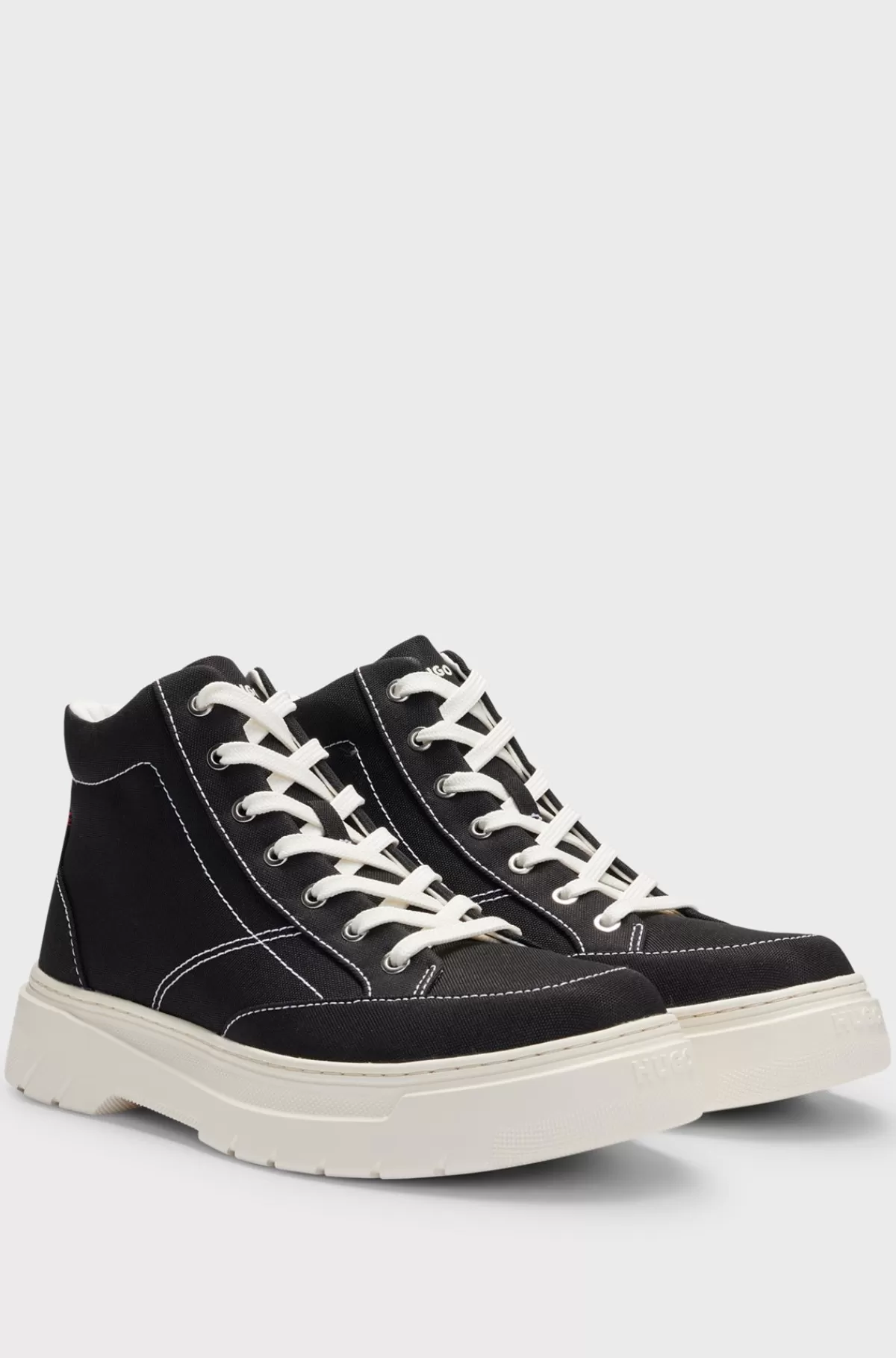 HUGO BOSS High-top Sneakers Og Rødt Mærke Med Stablet Logo Sort Shop