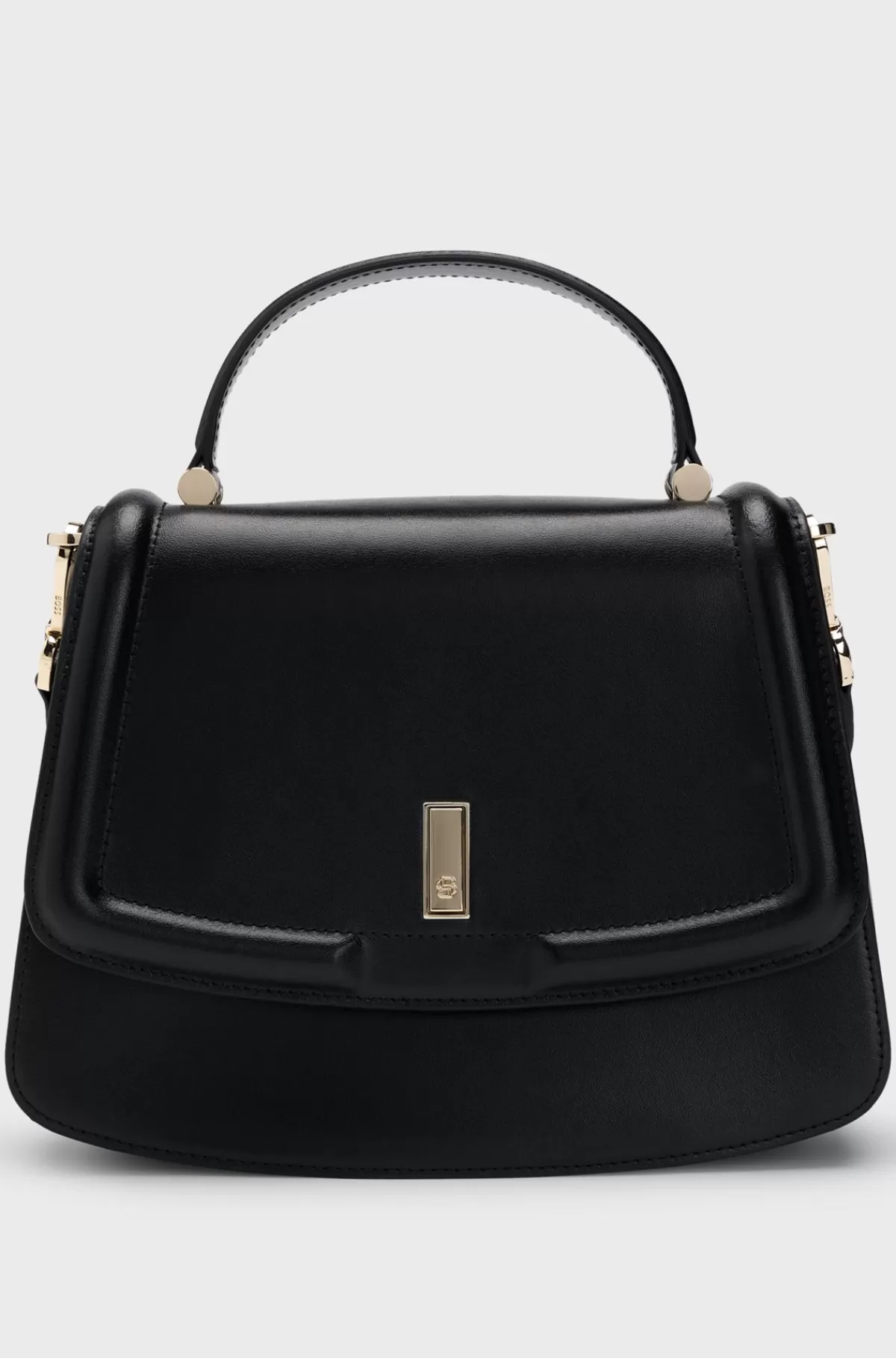 HUGO BOSS Håndtaske I Læder Med Hank Foroven Og Dobbelt B-monogram Sort Flash Sale