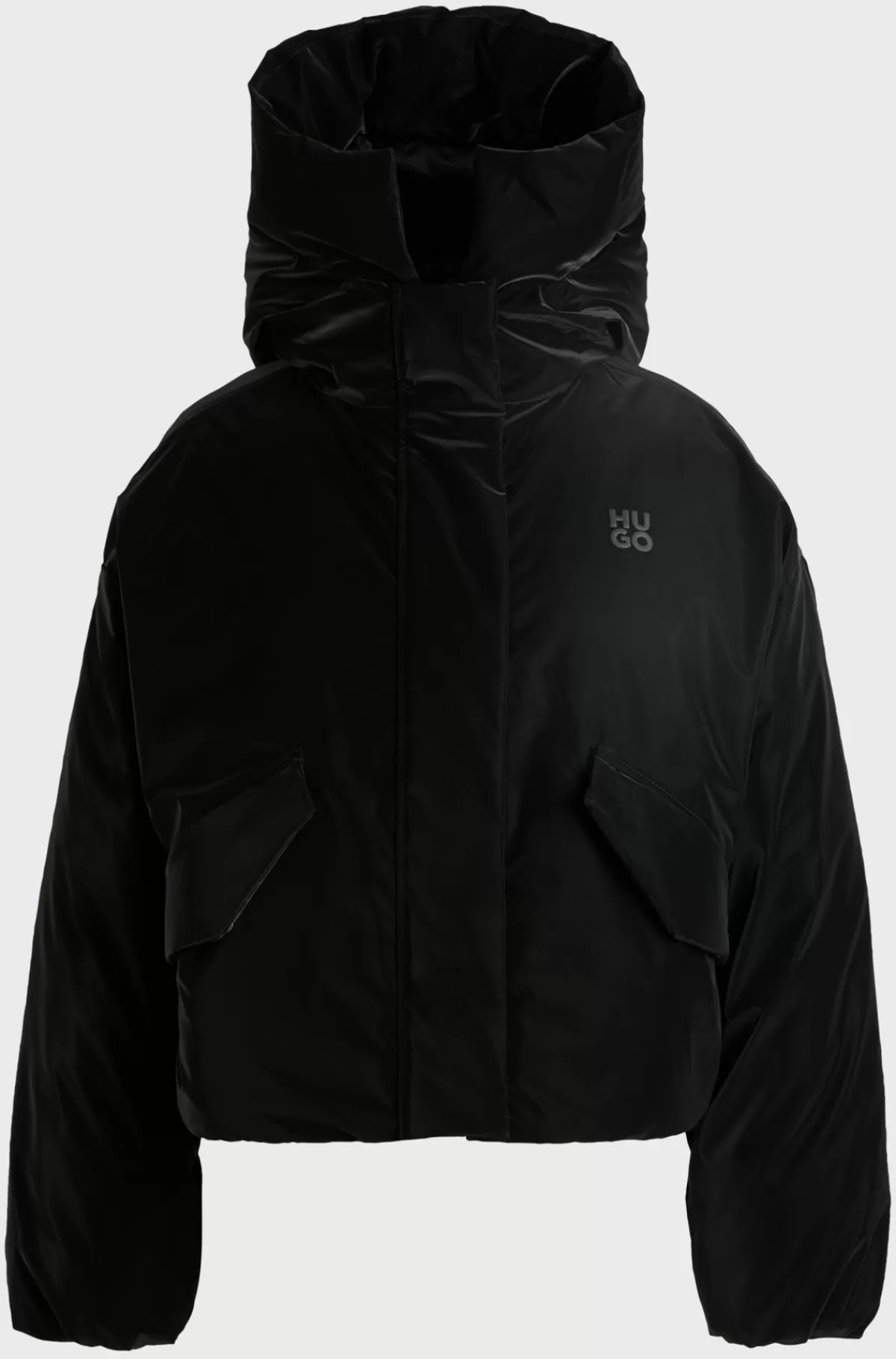 HUGO BOSS Hættejakke Med Oversize Fit I Vandafvisende Fløjl Sort Online