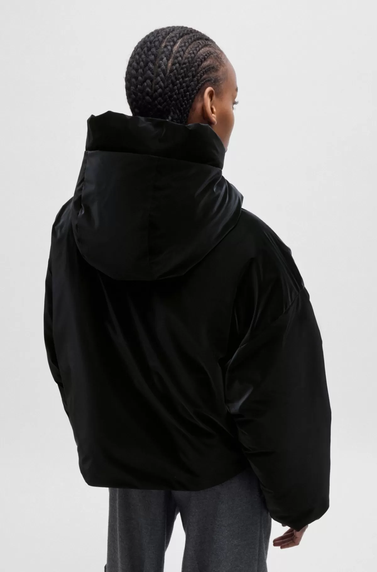 HUGO BOSS Hættejakke Med Oversize Fit I Vandafvisende Fløjl Sort Online