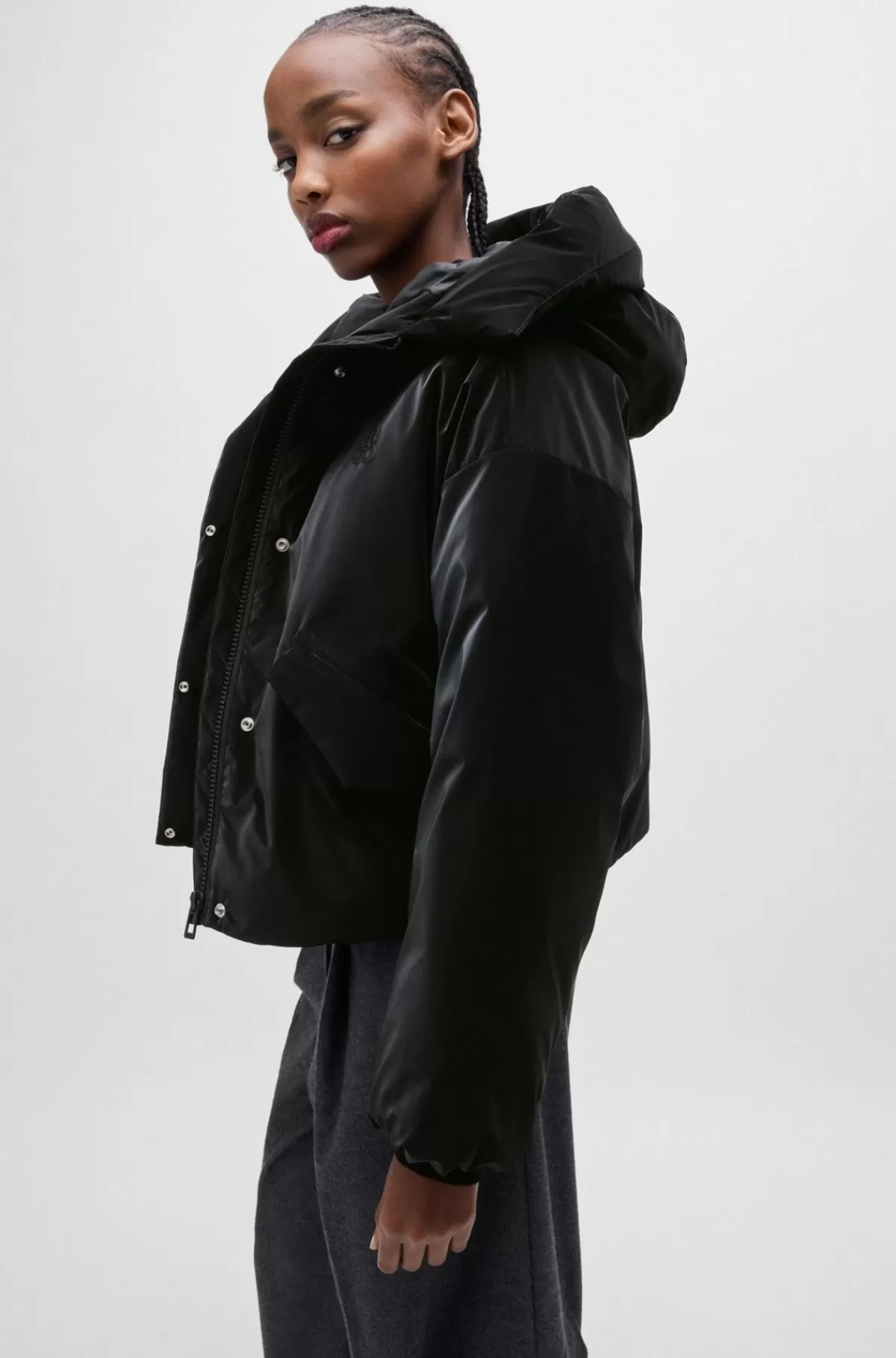 HUGO BOSS Hættejakke Med Oversize Fit I Vandafvisende Fløjl Sort Online