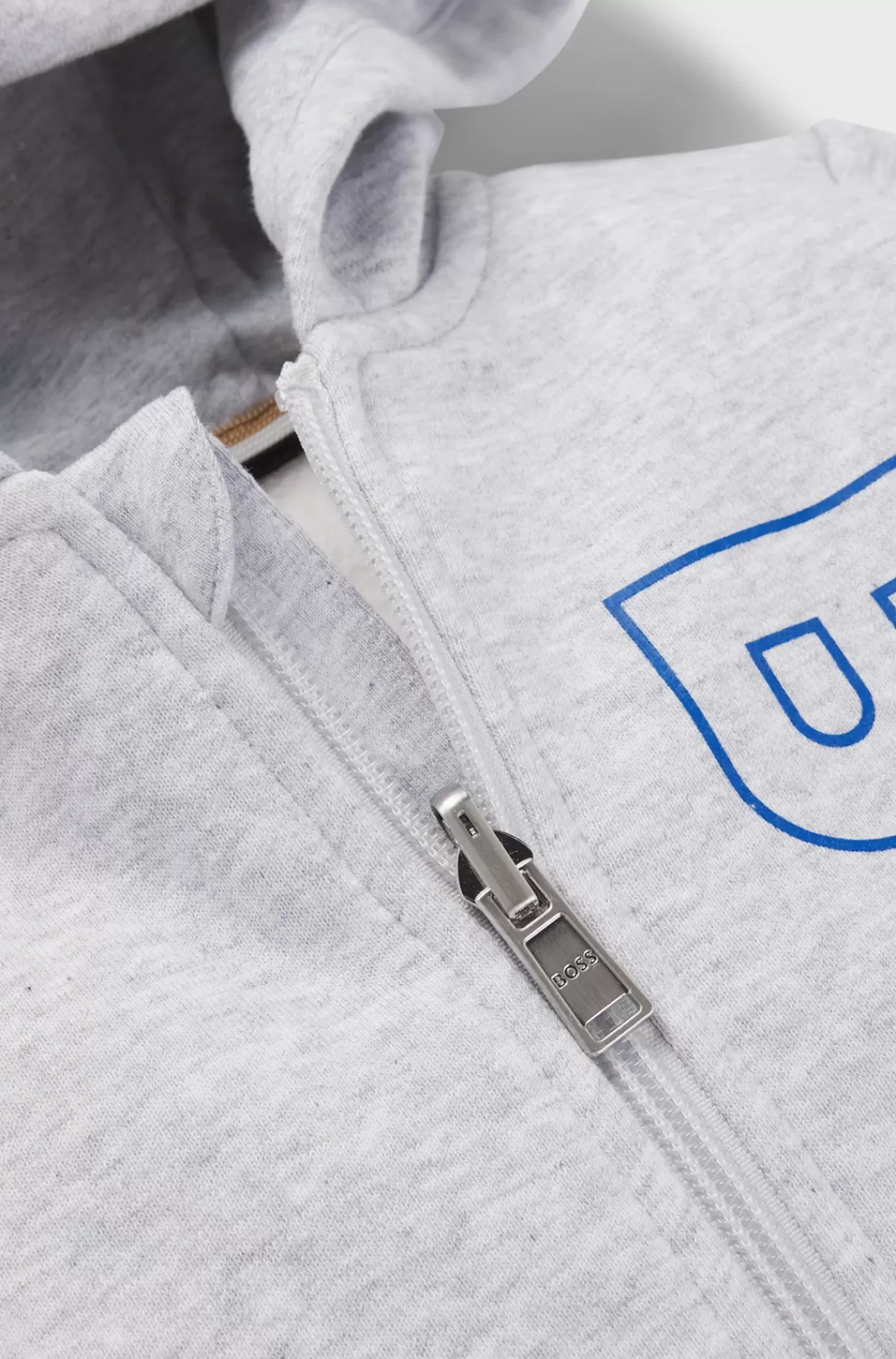 HUGO BOSS Hættetrøje Af Bomuldsblanding Med Lynlås Og Lodret Logo Til Børn Lysegrå Online