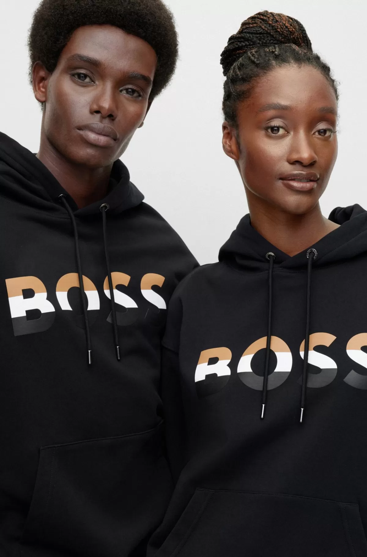 HUGO BOSS Hættetrøje I Afslappet Pasform I økologisk Bomuld Med Kontrasterende Logo Sort Shop