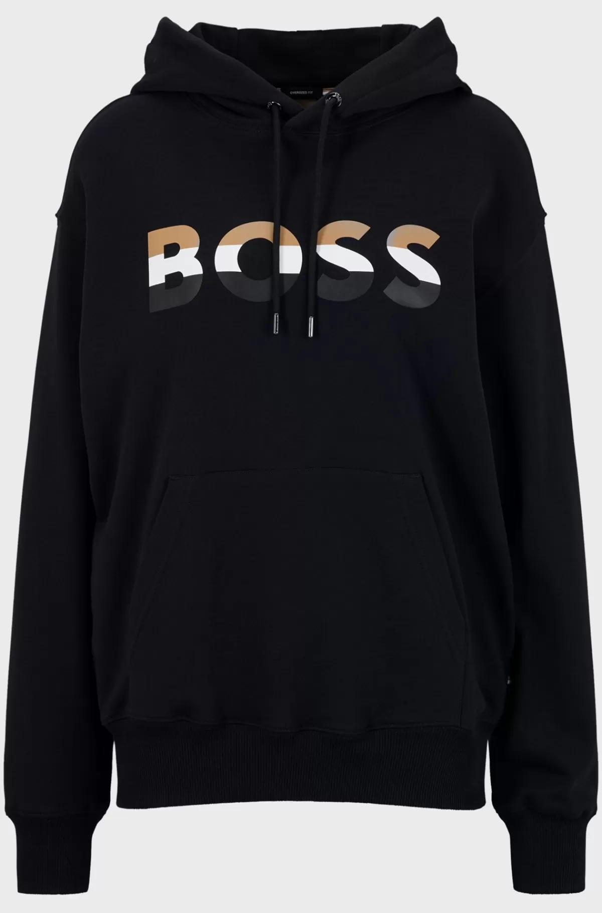 HUGO BOSS Hættetrøje I Afslappet Pasform I økologisk Bomuld Med Kontrasterende Logo Sort Shop