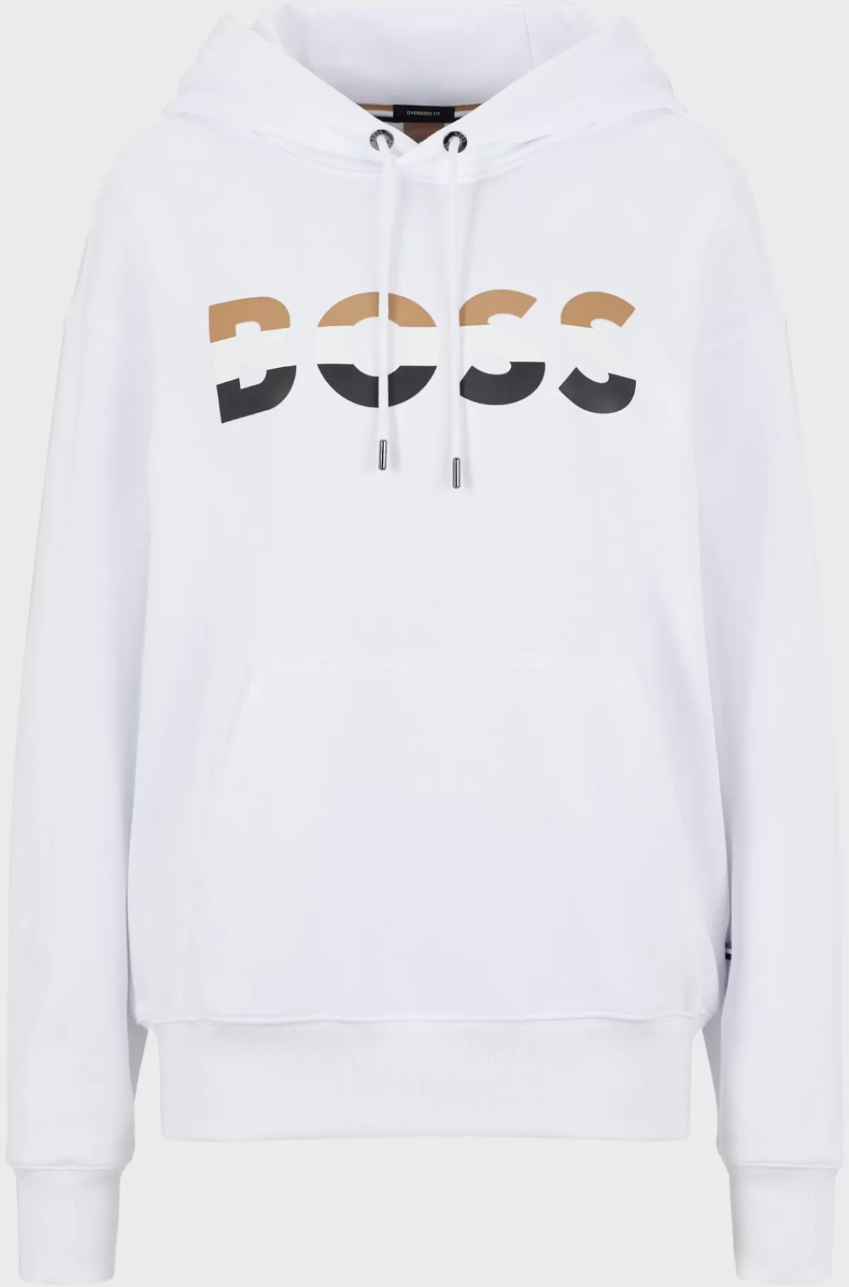 HUGO BOSS Hættetrøje I Afslappet Pasform I økologisk Bomuld Med Kontrasterende Logo Hvid Online