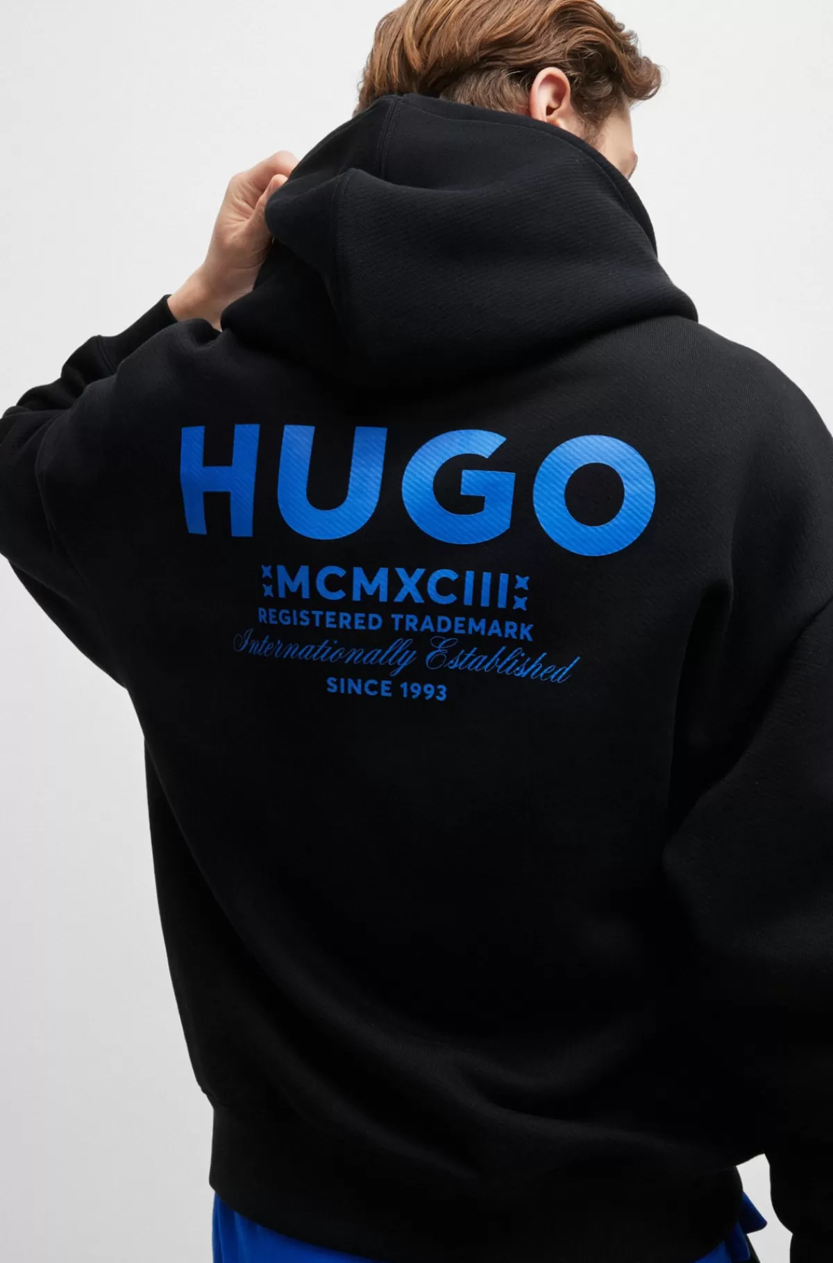 HUGO BOSS Hættetrøje I Bomuld Med Loose Fit Og Logodetaljer Sort Hot