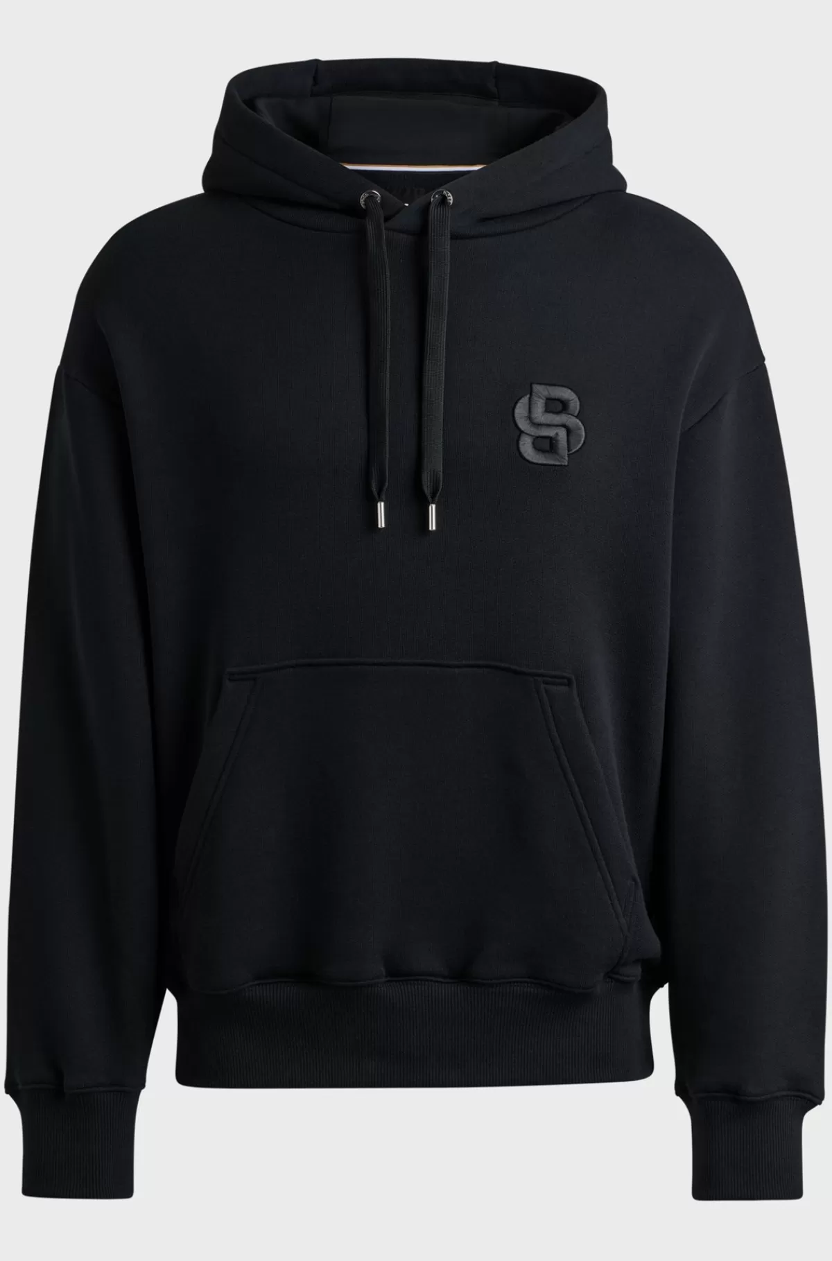 HUGO BOSS Hættetrøje I Bomuld Med Oversize Fit Og Dobbelt B-monogram Sort Outlet