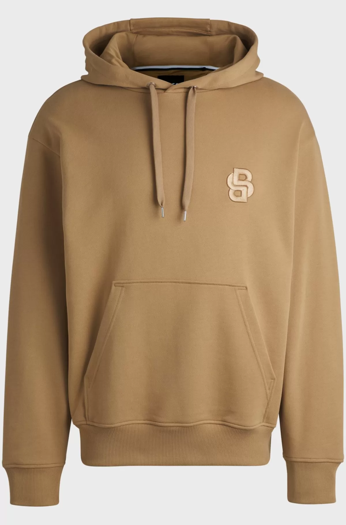 HUGO BOSS Hættetrøje I Bomuld Med Oversize Fit Og Dobbelt B-monogram Beige Sale