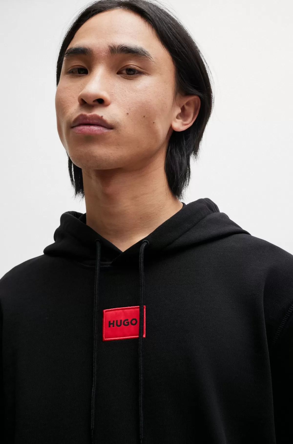 HUGO BOSS Hættetrøje I Bomuldsfrotté Med Logomærkat Sort Hot