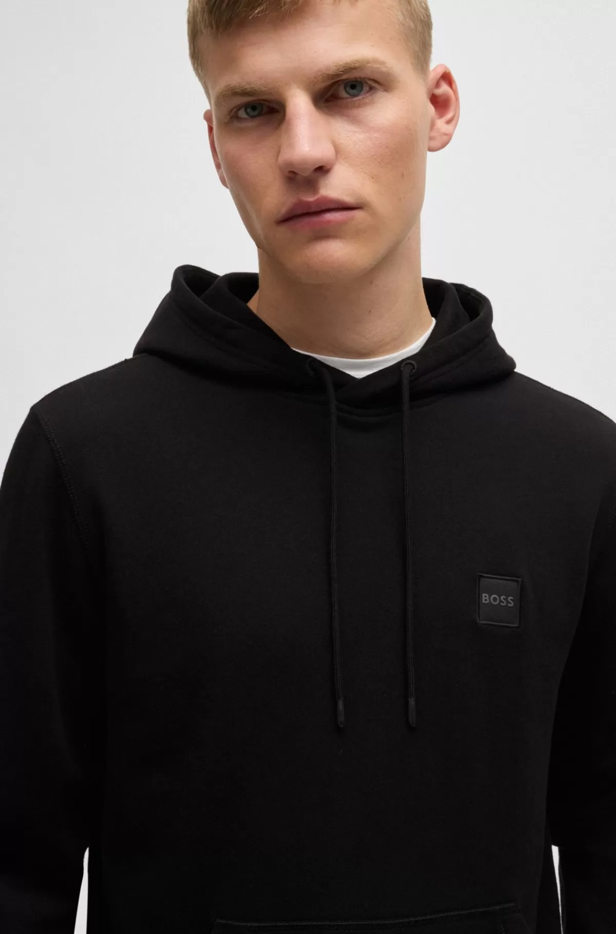 HUGO BOSS Hættetrøje I Bomuldsfrotté Med Logomærke Sort Fashion