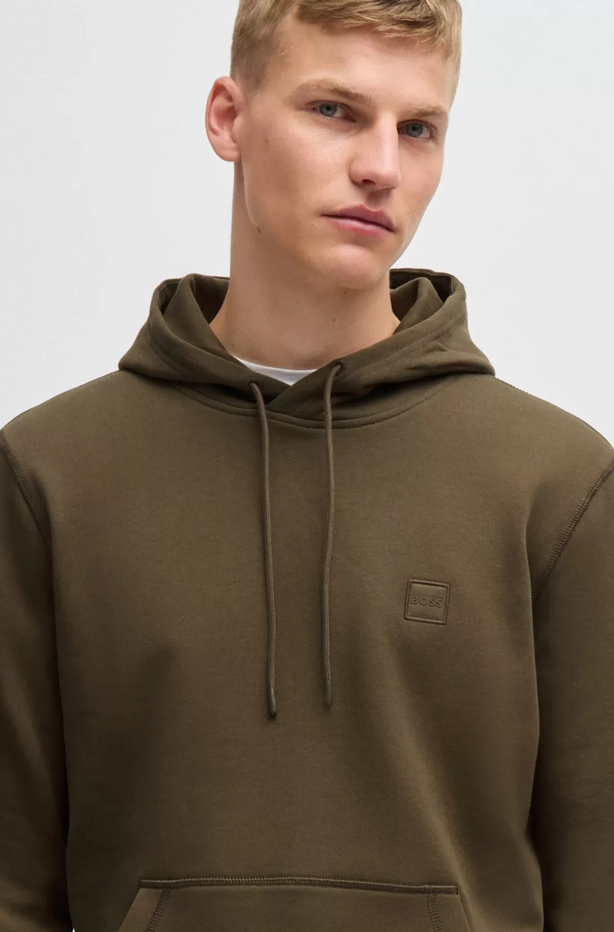 HUGO BOSS Hættetrøje I Bomuldsfrotté Med Logomærke Brun Discount