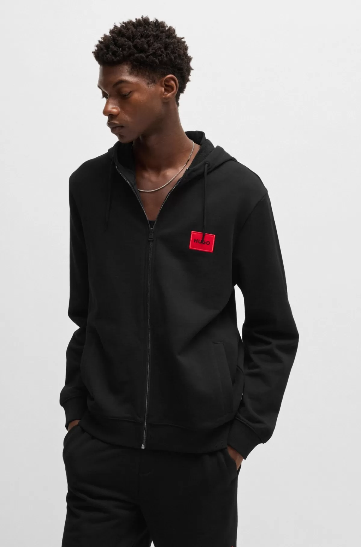 HUGO BOSS Hættetrøje I Fransk Frotté Med Regular Fit Og Logomærkat Sort Online