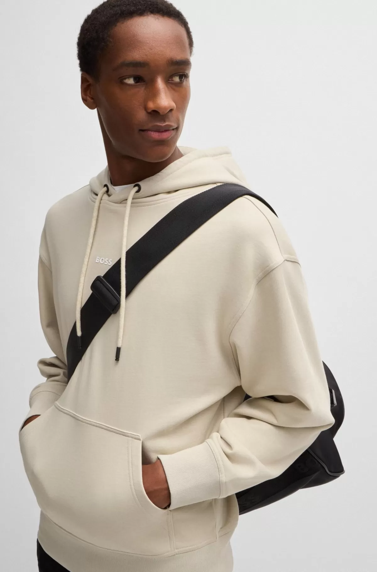 HUGO BOSS Hættetrøje I Sweatkvalitet Af Bomuld Med Logo I Kontrastfarve Lys beige Best