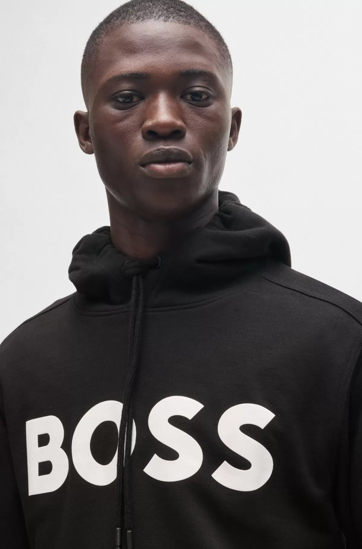 HUGO BOSS Hættetrøje I Sweatkvalitet Af Bomuld Med Relaxed Fit Og Kontrastlogo Sort Shop